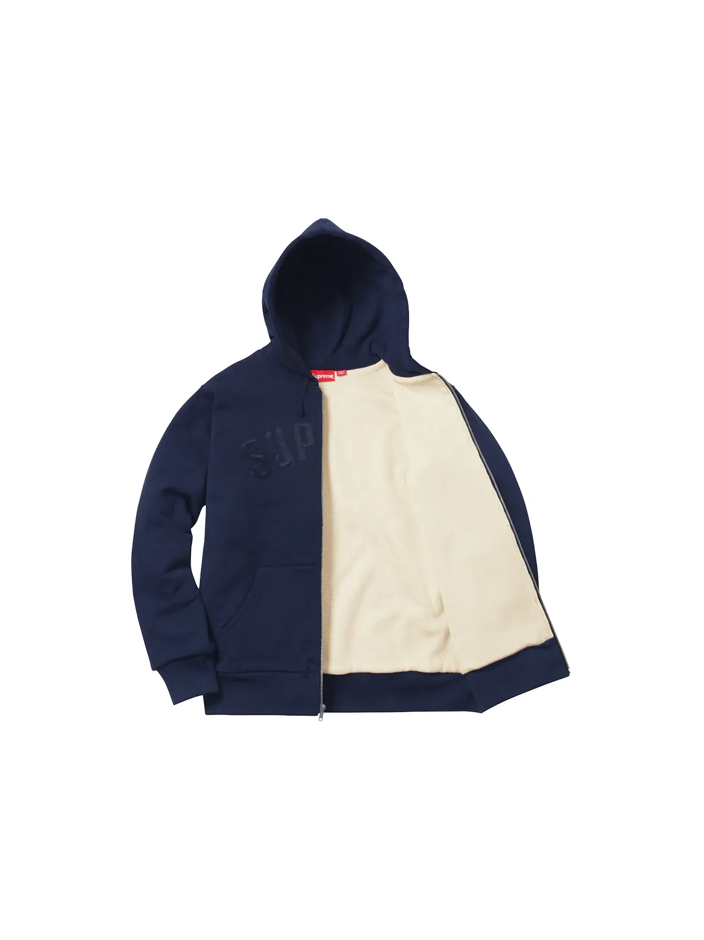 Мужской свитшот на молнии с принтом Supreme Arc Logo Thermal Zip Up Sweatshirt — изображение 2 из 2, темно-синий