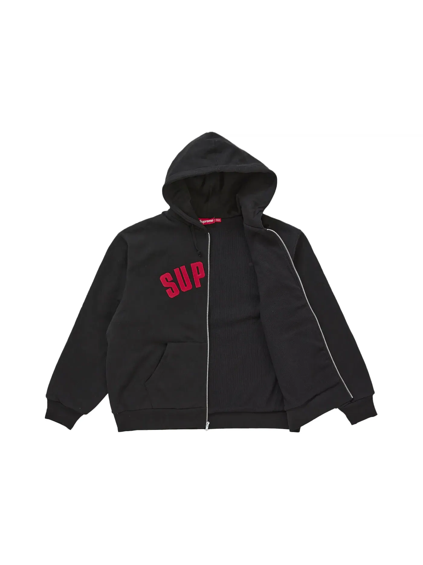 Мужская худи с принтом Supreme Arc Thermal Lined Zip Up Hooded Sweatshirt — изображение 2 из 2, черный