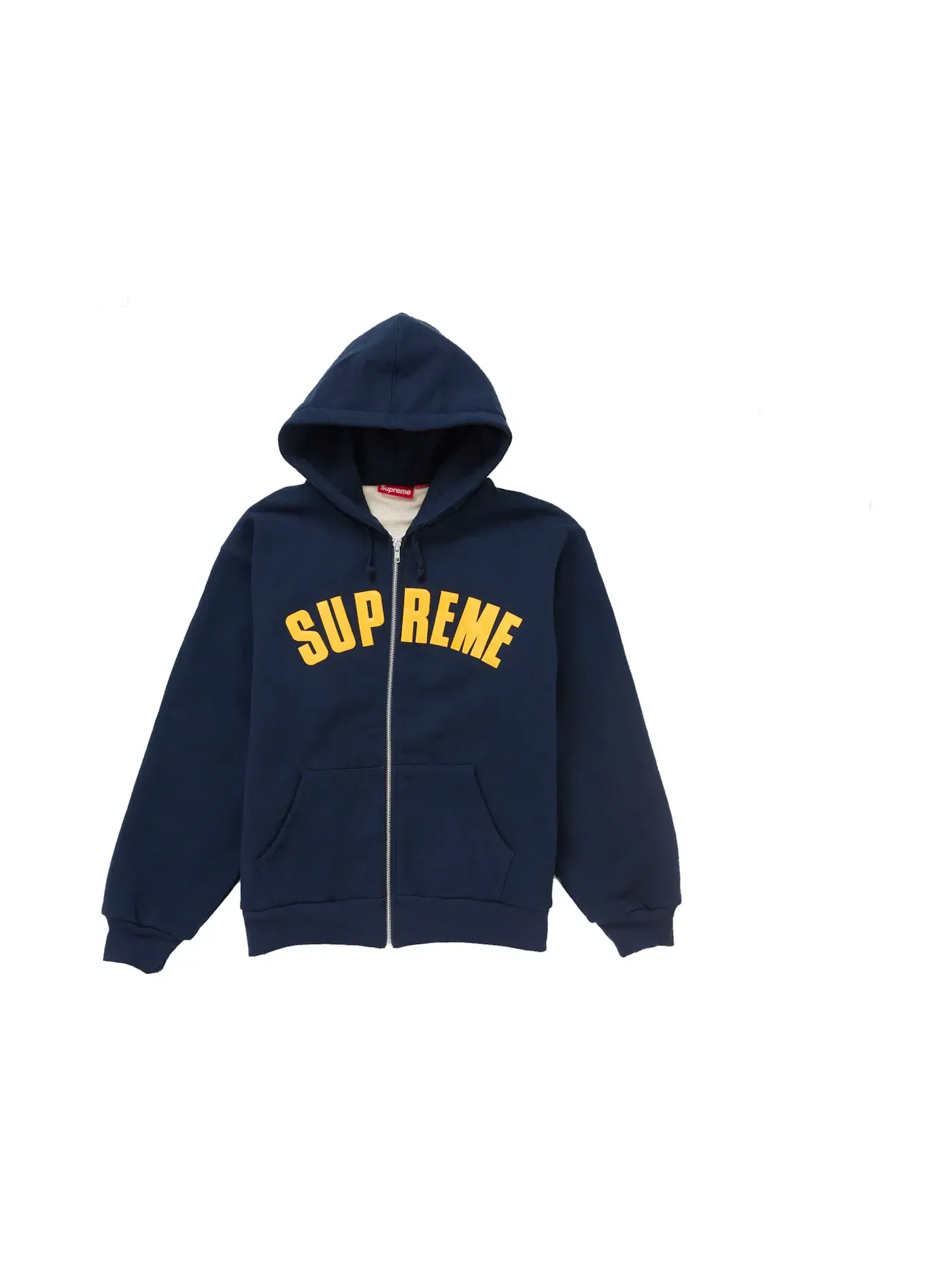 Мужская худи на молнии с капюшоном утепленная модель Supreme — изображение 1 из 1, темно-синий