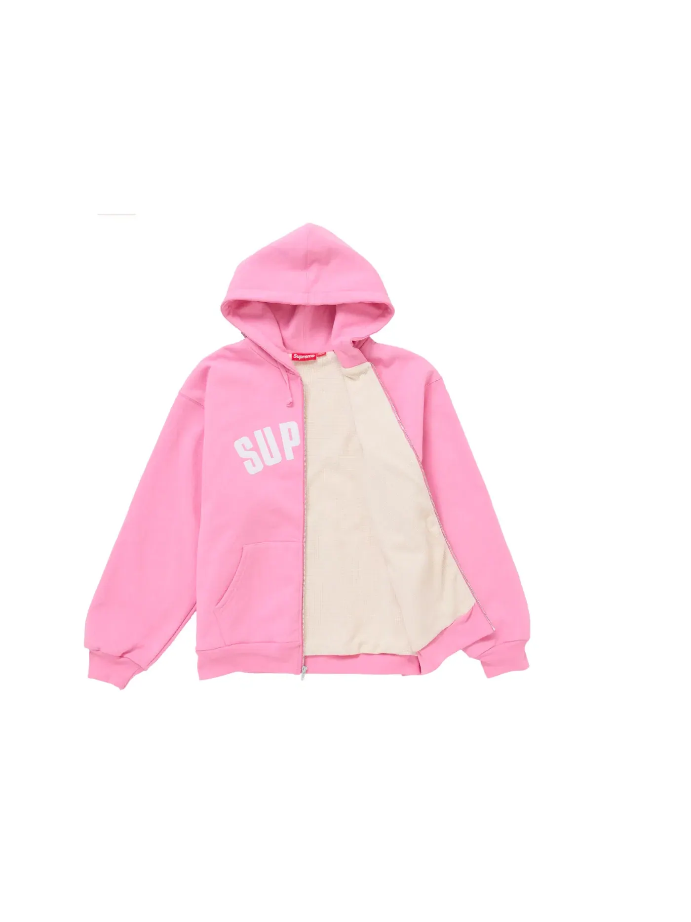 Мужская худи на молнии с капюшоном утепленная Arc Thermal Zip Up Hooded Sweatshirt Supreme — изображение 2 из 2, розовый
