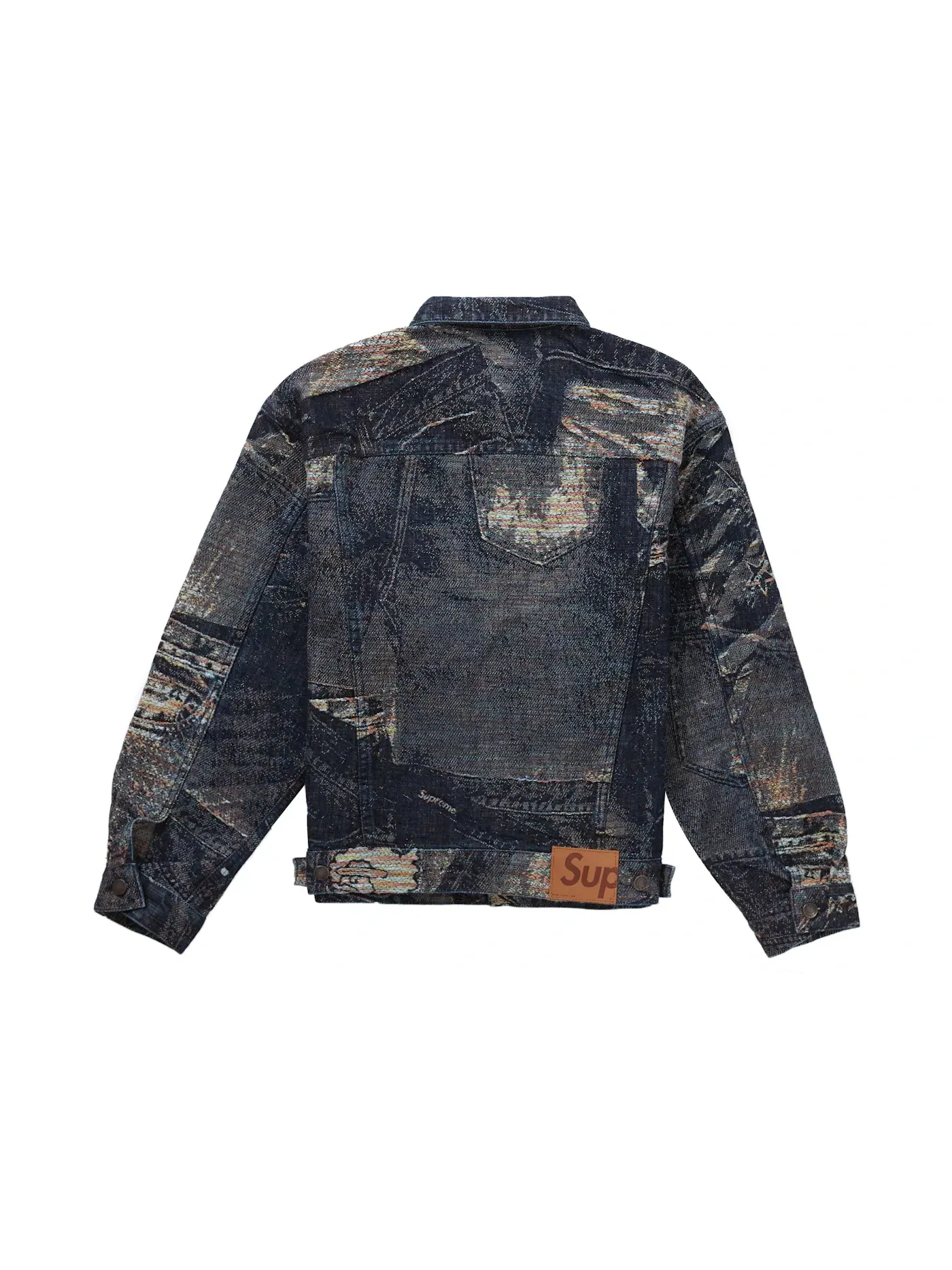 Мужская джинсовая куртка с принтом Supreme Archive Denim Jacquard Trucker Jacket — изображение 2 из 2, синий
