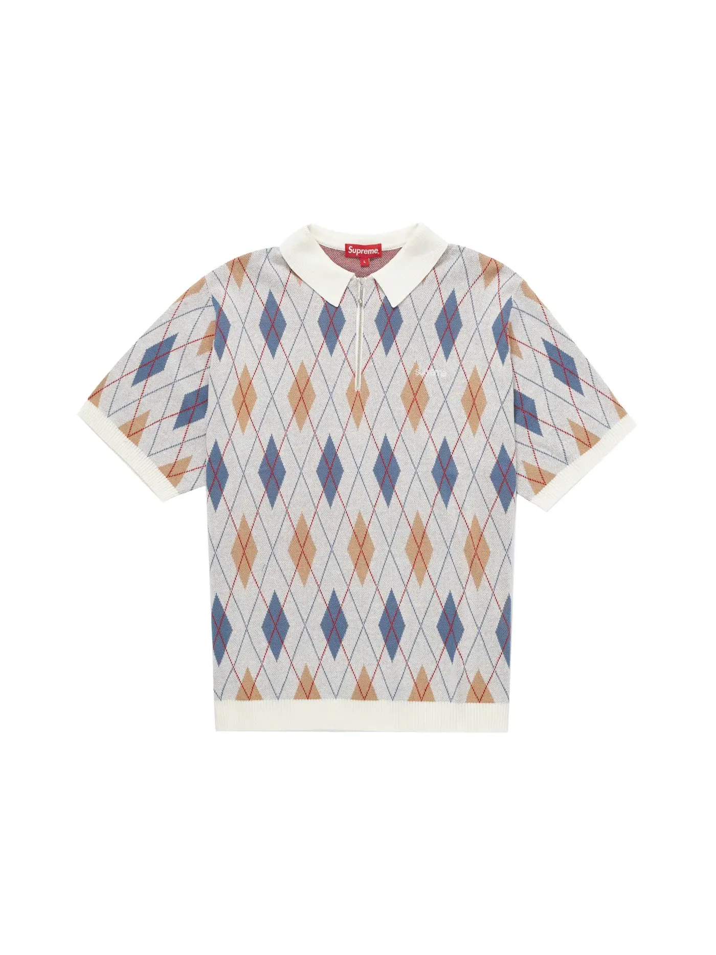 Мужское поло Supreme Argyle Zip Polo — изображение 1 из 1, белый