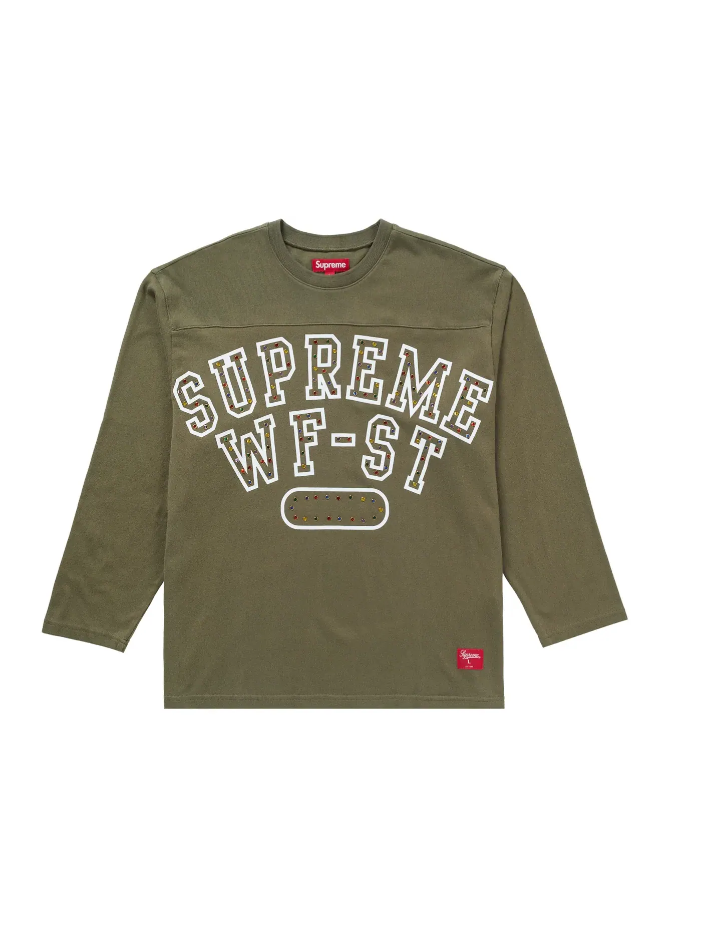 Мужская футболка с длинным рукавом с принтом Supreme Top — изображение 1 из 2, оливковый