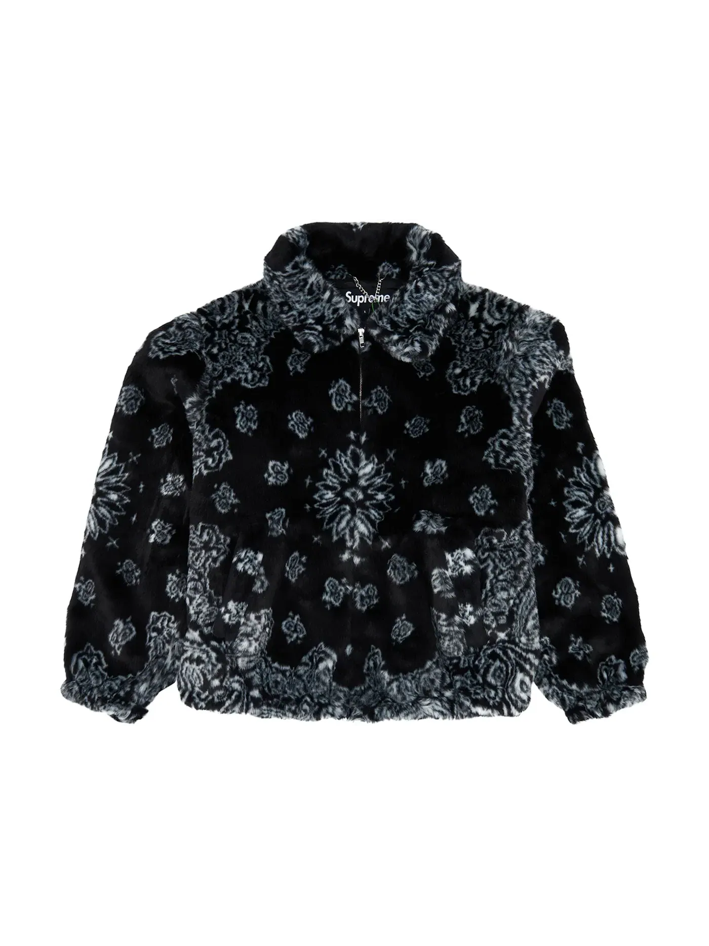 Мужская куртка-бомбер с принтом Supreme Bandana Faux Fur Bomber Supreme — изображение 1 из 3, черный