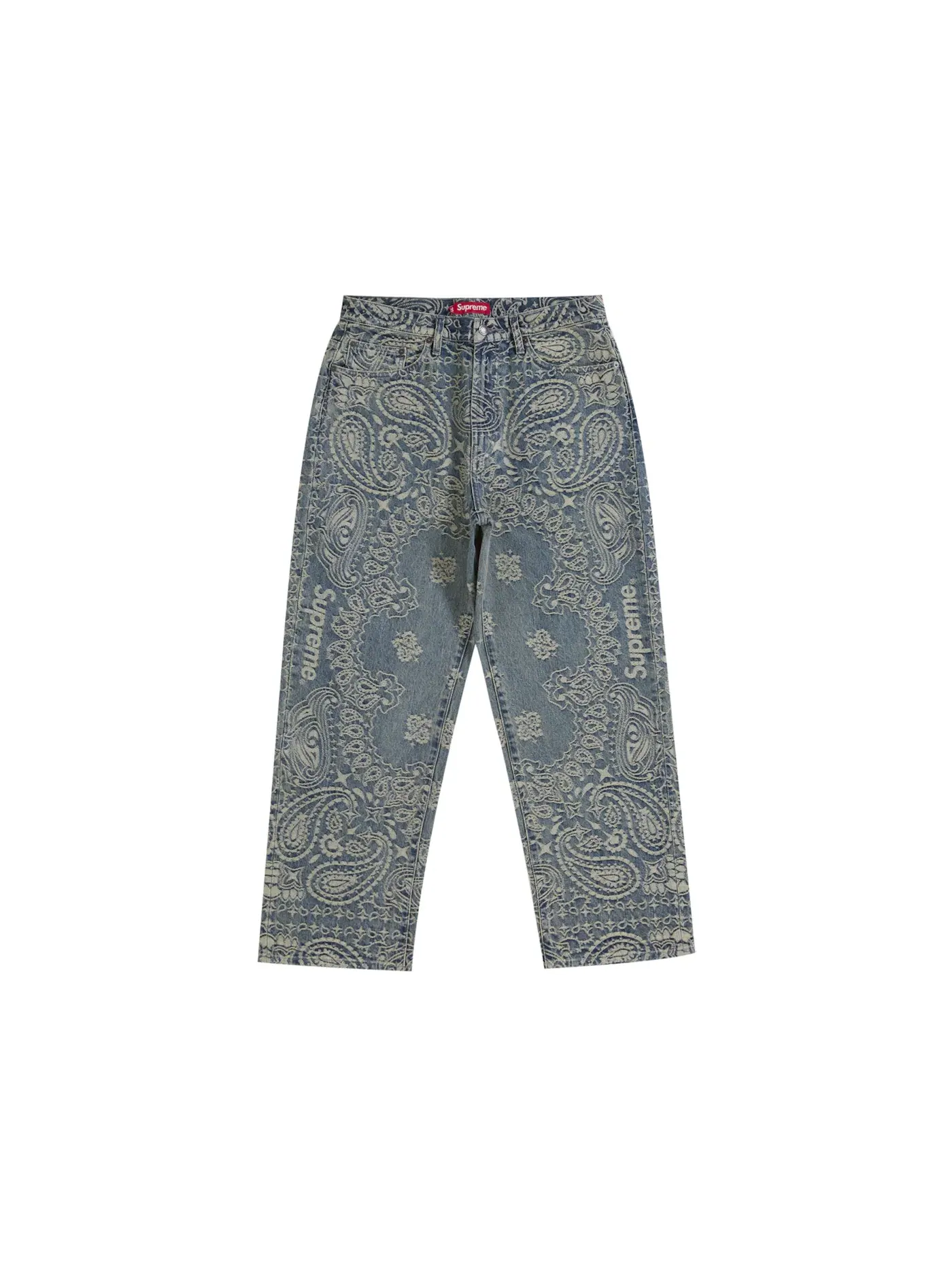 Мужские джинсы свободного кроя с принтом Bandana Jacquard Supreme — изображение 1 из 2, синий