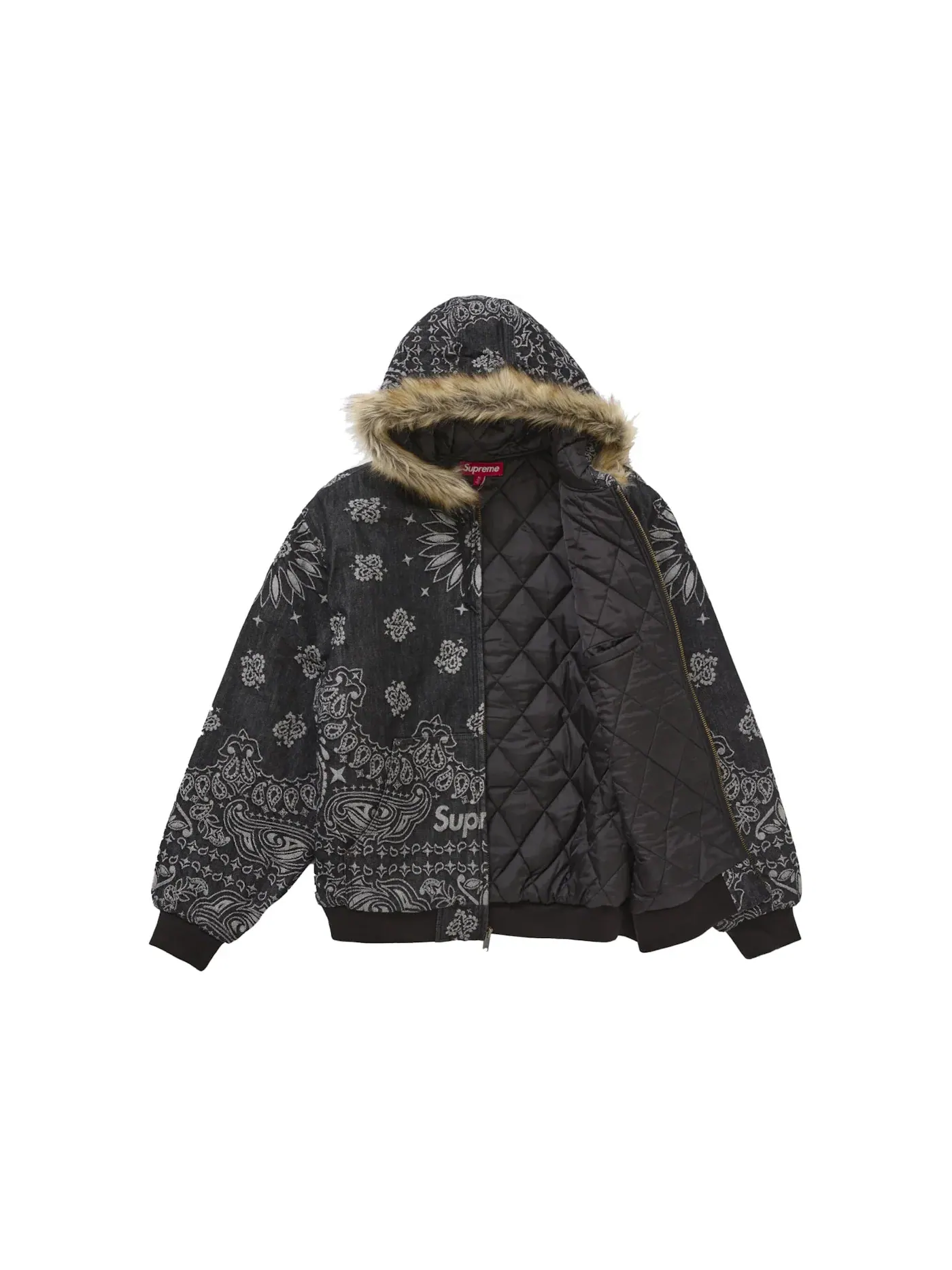 Мужская куртка-худи джинсовая с принтом Bandana Supreme — изображение 2 из 3, черный