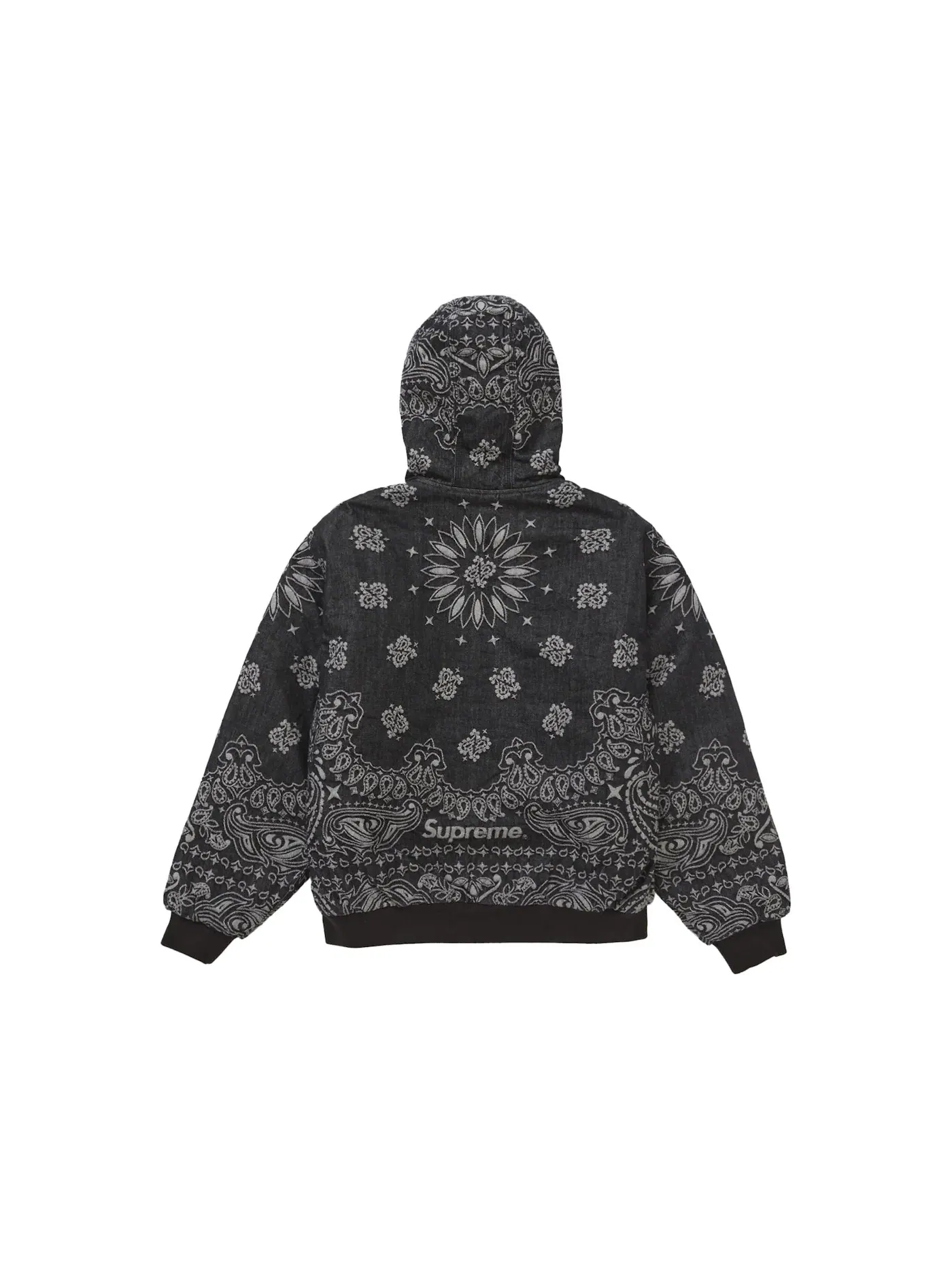 Мужская куртка-худи джинсовая с принтом Bandana Supreme — изображение 3 из 3, черный
