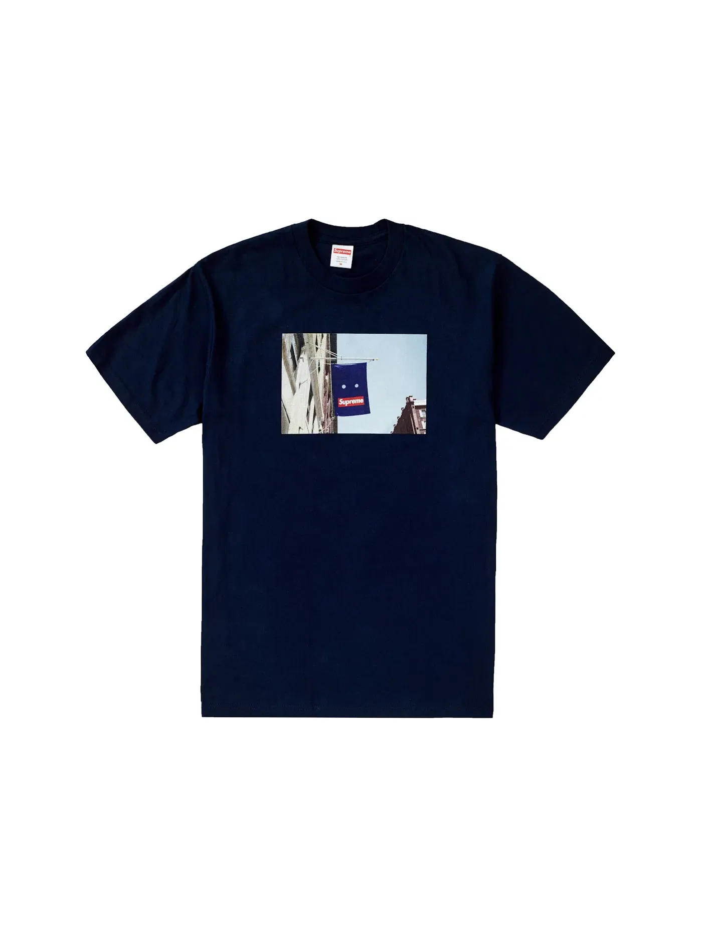 Мужская футболка с принтом Supreme Banner Tee Supreme — изображение 1 из 1, темно-синий