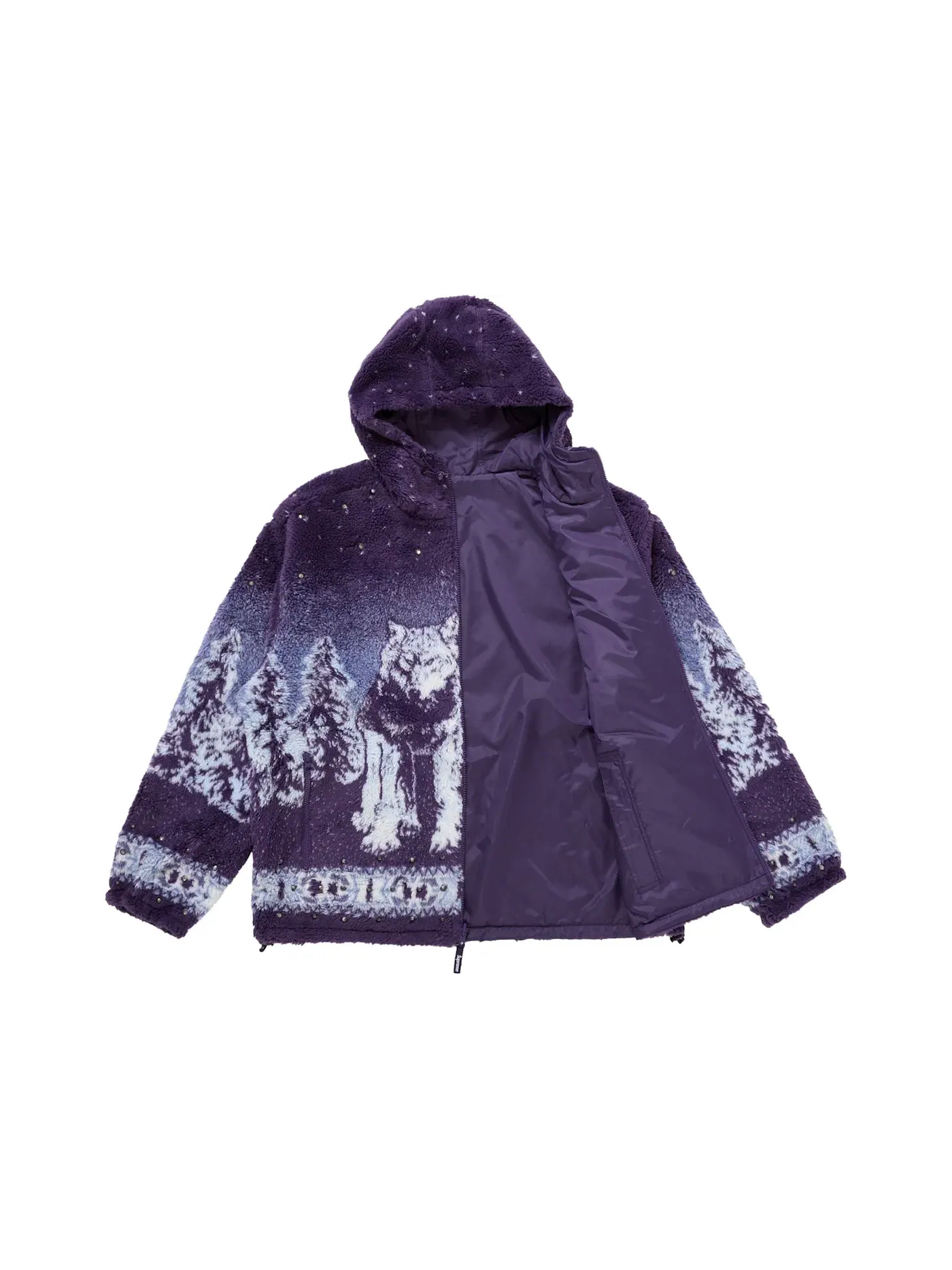Мужская куртка из флиса на молнии с капюшоном Reversible Hooded Fleece Jacket Supreme — изображение 2 из 3, фиолетовый