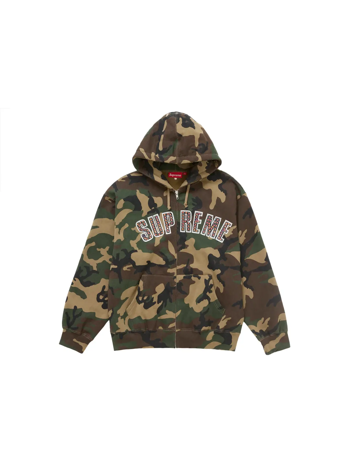 Мужская худи на молнии с камуфляжным принтом Supreme, Woodland Camo — изображение 1 из 2