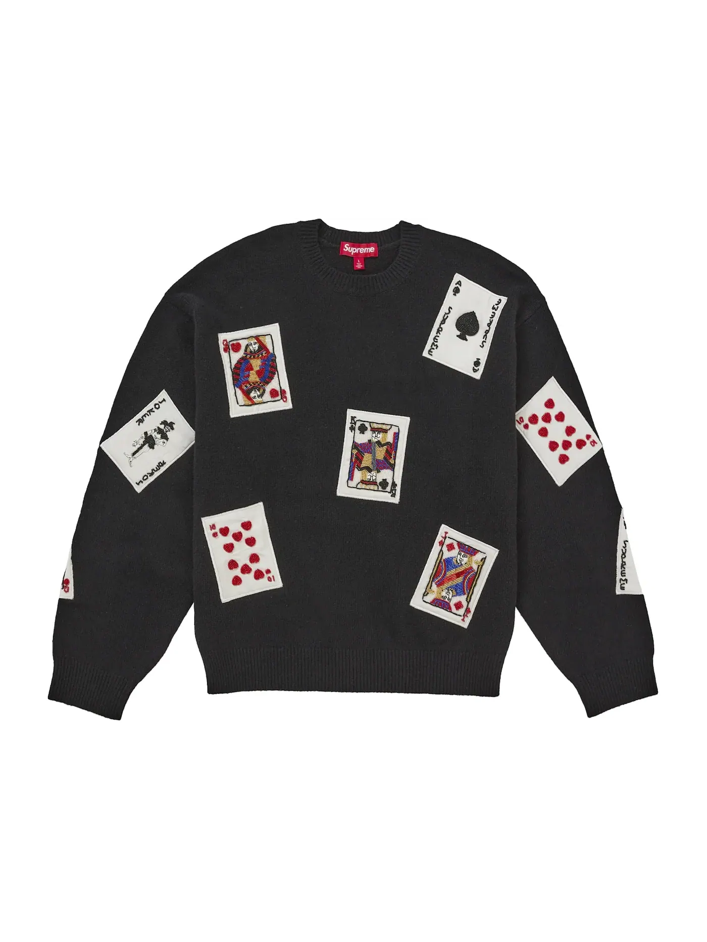 Мужской свитер с бисером Beaded Cards Supreme — изображение 1 из 2, черный