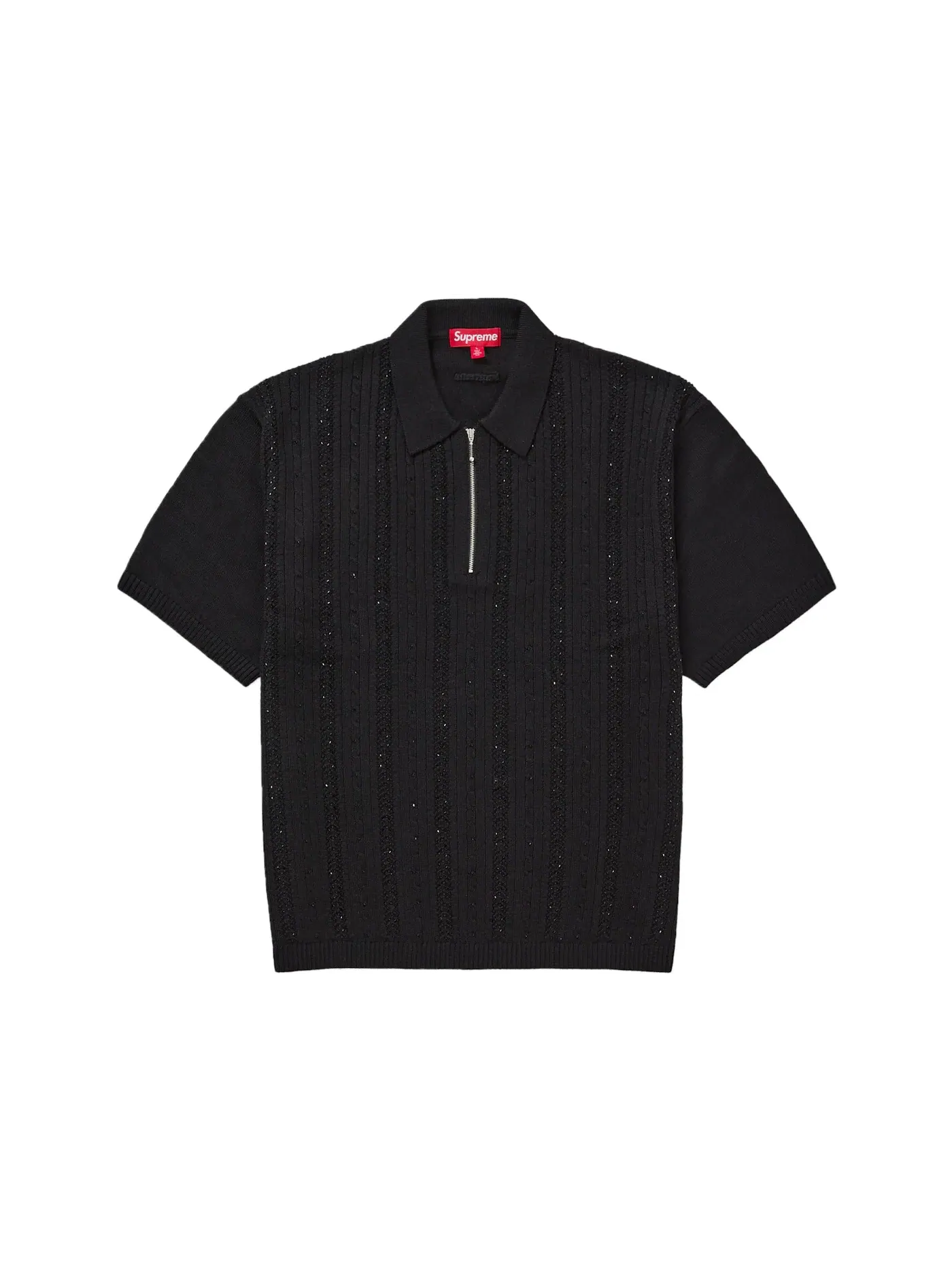 Мужское поло с бисерной отделкой Polo Supreme — изображение 1 из 2, черный