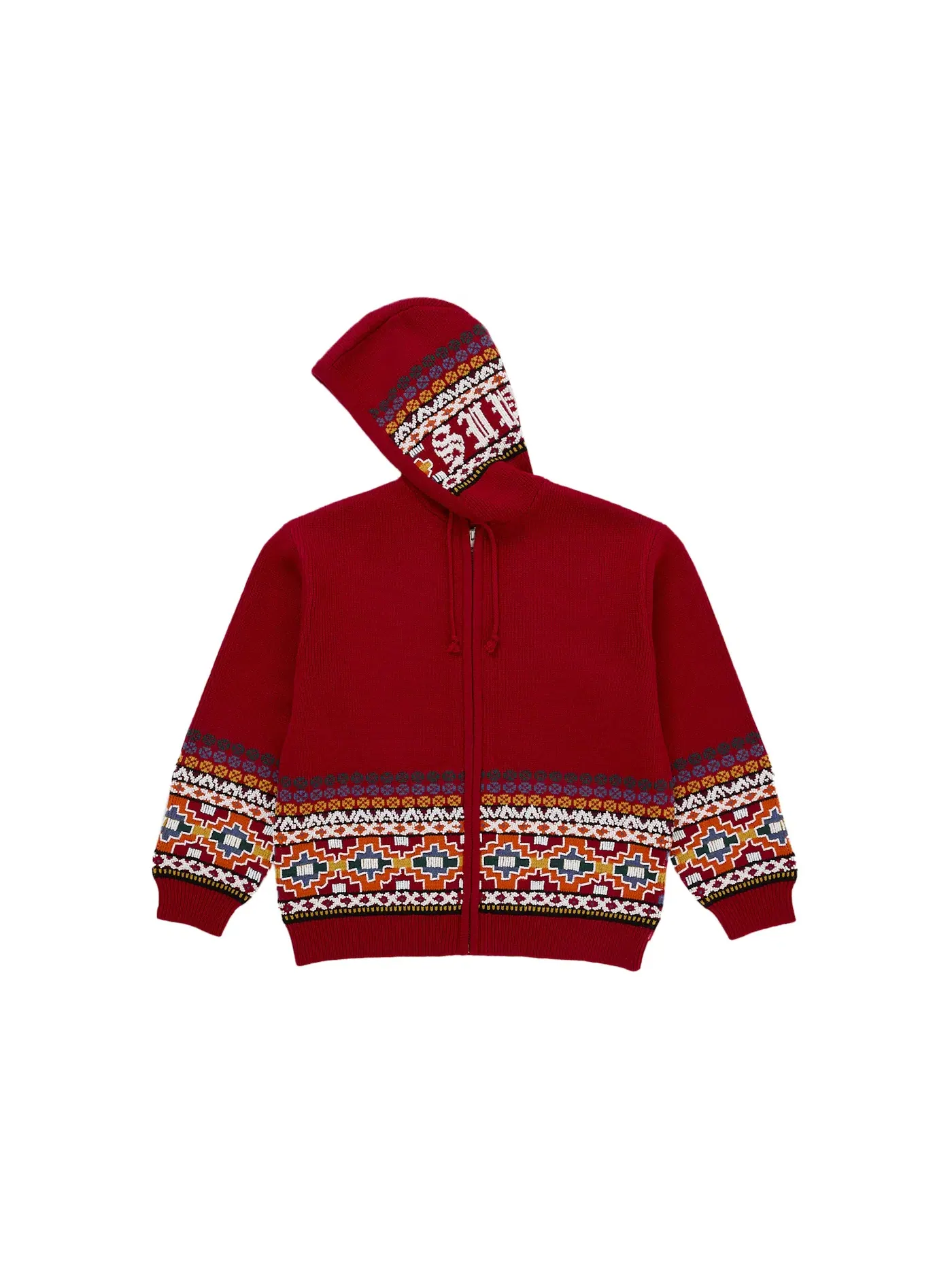Мужской свитер с капюшоном и бисером Supreme — изображение 1 из 2, красный