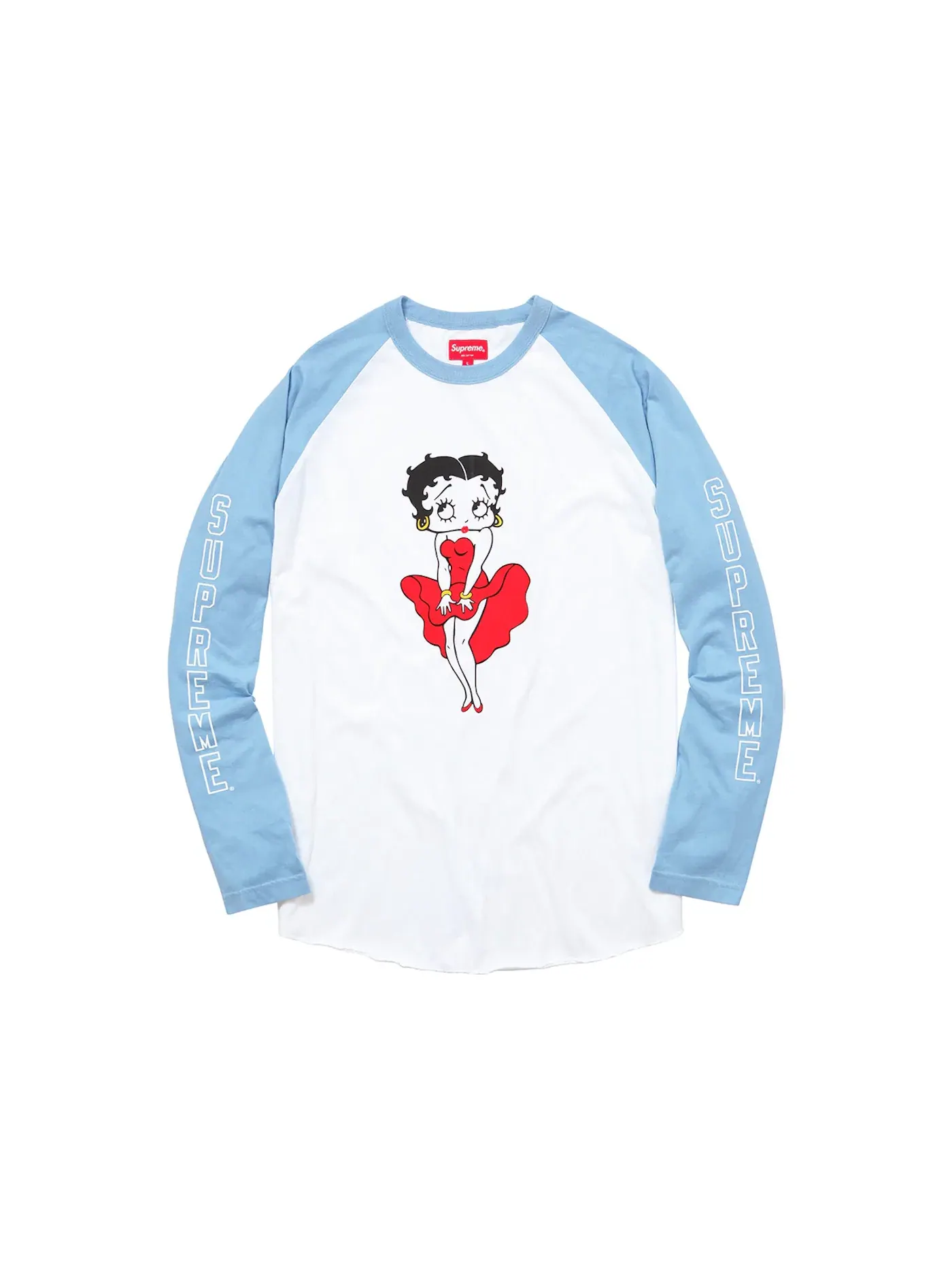 Мужская футболка с принтом Supreme Raglan — изображение 1 из 1, светлый синий