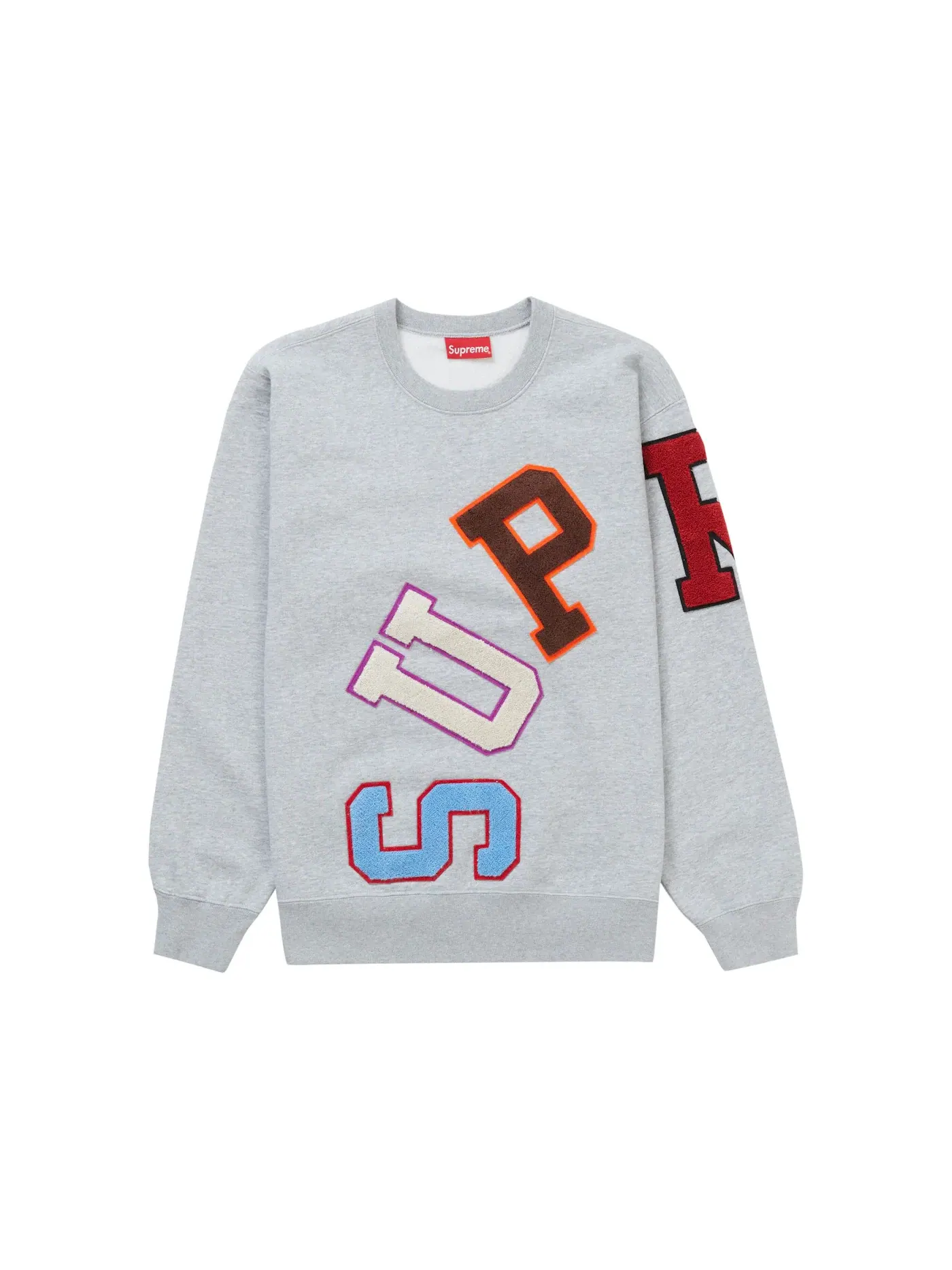 Мужской свитшот с принтом Crewneck Supreme — изображение 1 из 2, серый