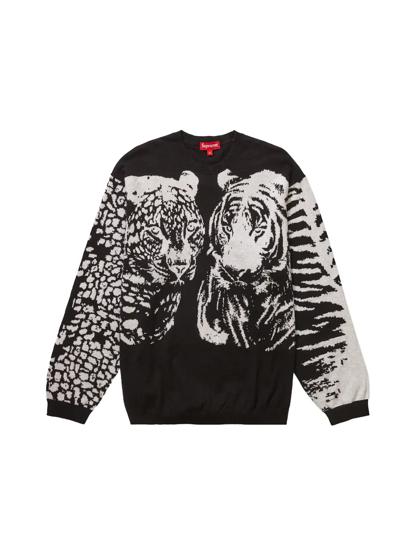 Мужская футболка с принтом Supreme Big Cats Jacquard L/S Top — изображение 1 из 2, черный