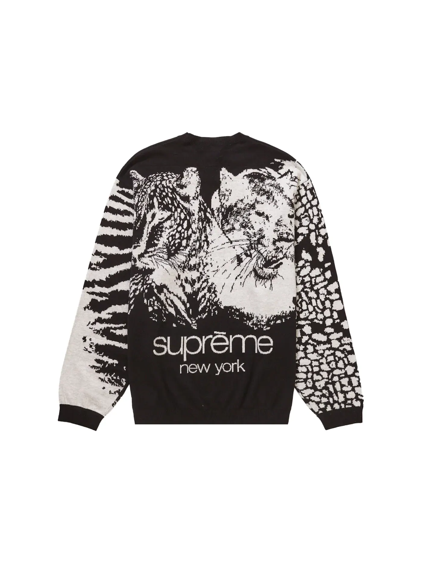 Мужская футболка с принтом Supreme Big Cats Jacquard L/S Top — изображение 2 из 2, черный