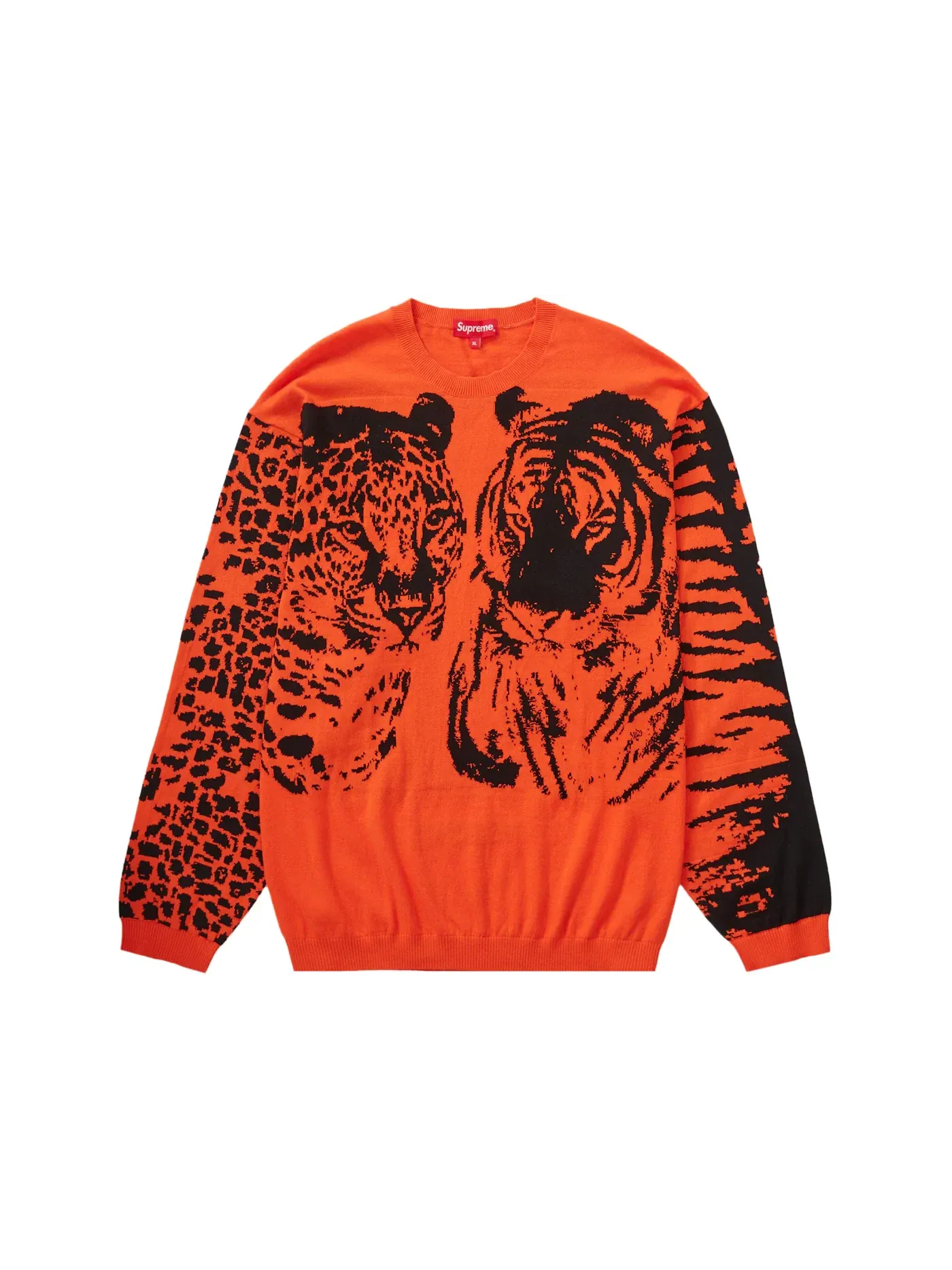 Мужская футболка Supreme Big Cats Jacquard L/S Top Orange — изображение 1 из 2