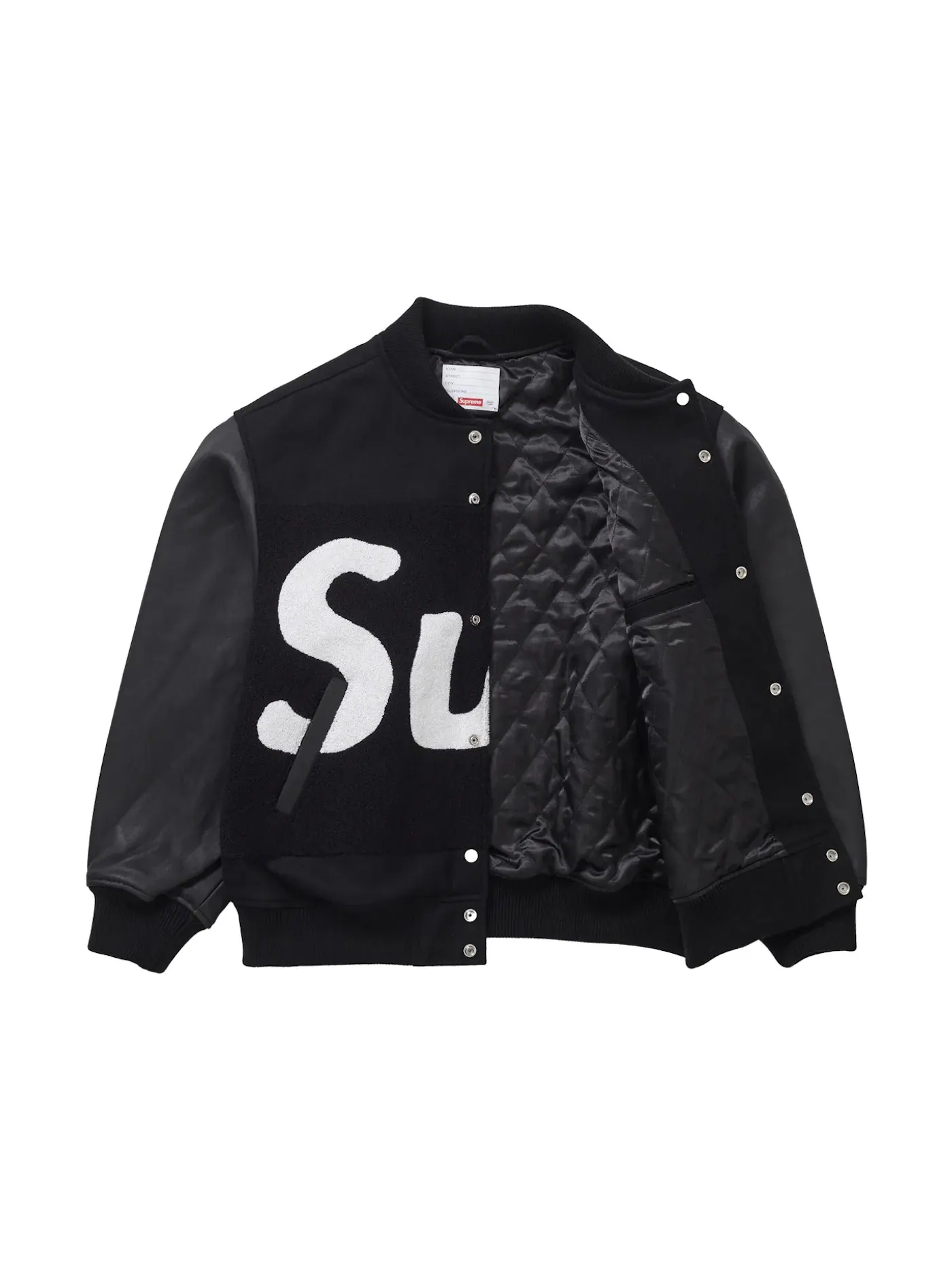 Мужская куртка-варсити с принтом Big Logo Chenille Supreme — изображение 2 из 2, черный