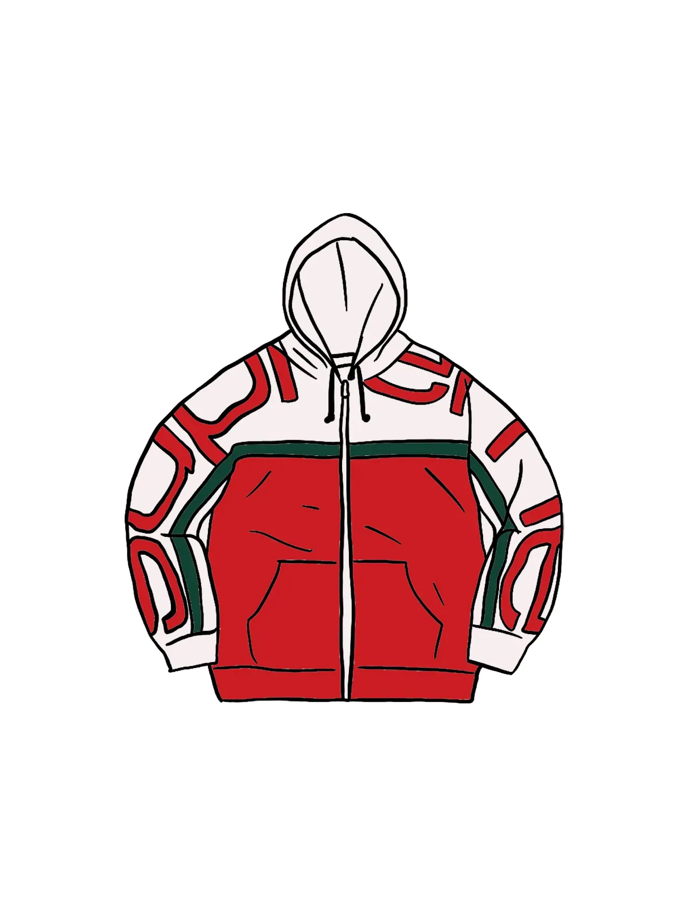 Мужская худи с принтом Supreme Zip Up — изображение 1 из 1, красный