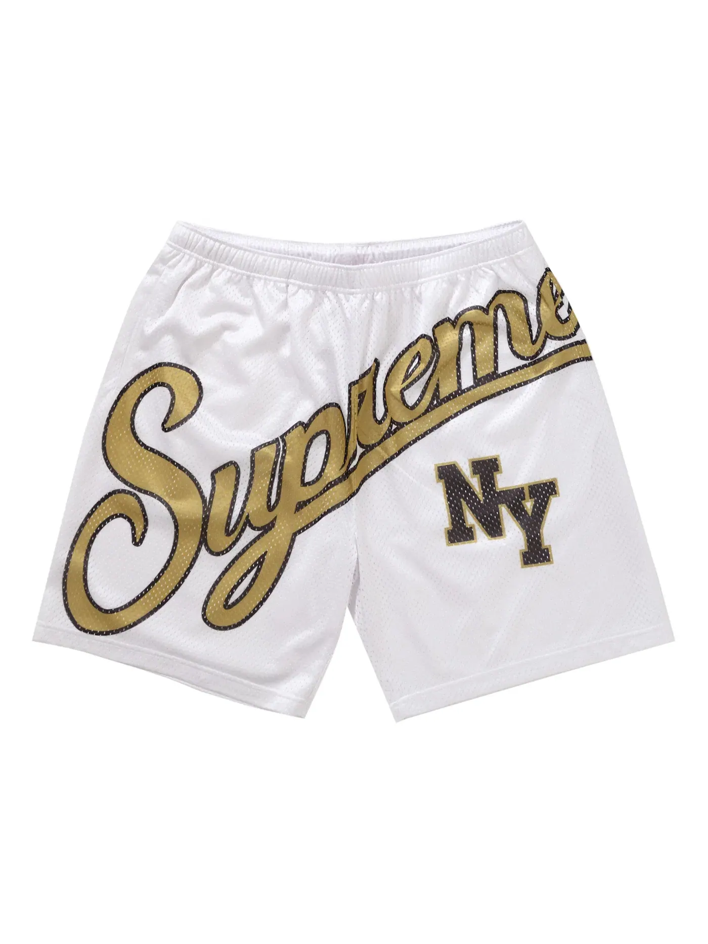 Мужские шорты из сетки с принтом Big Script Supreme — изображение 1 из 2, белый