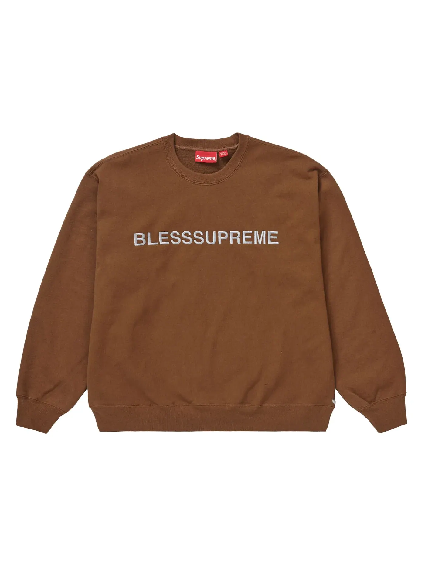 Мужской свитшот с принтом Crewneck Supreme — изображение 1 из 1, коричневый