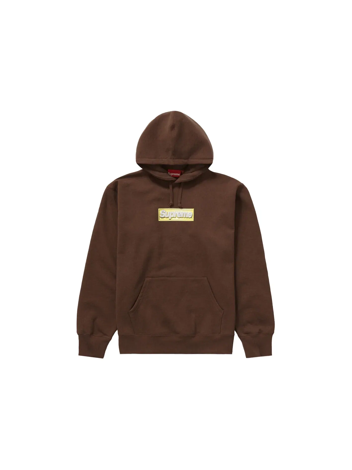 Мужской худи с блестящим принтом Supreme Bling Box Logo Hoodie Supreme — изображение 1 из 1, коричневый