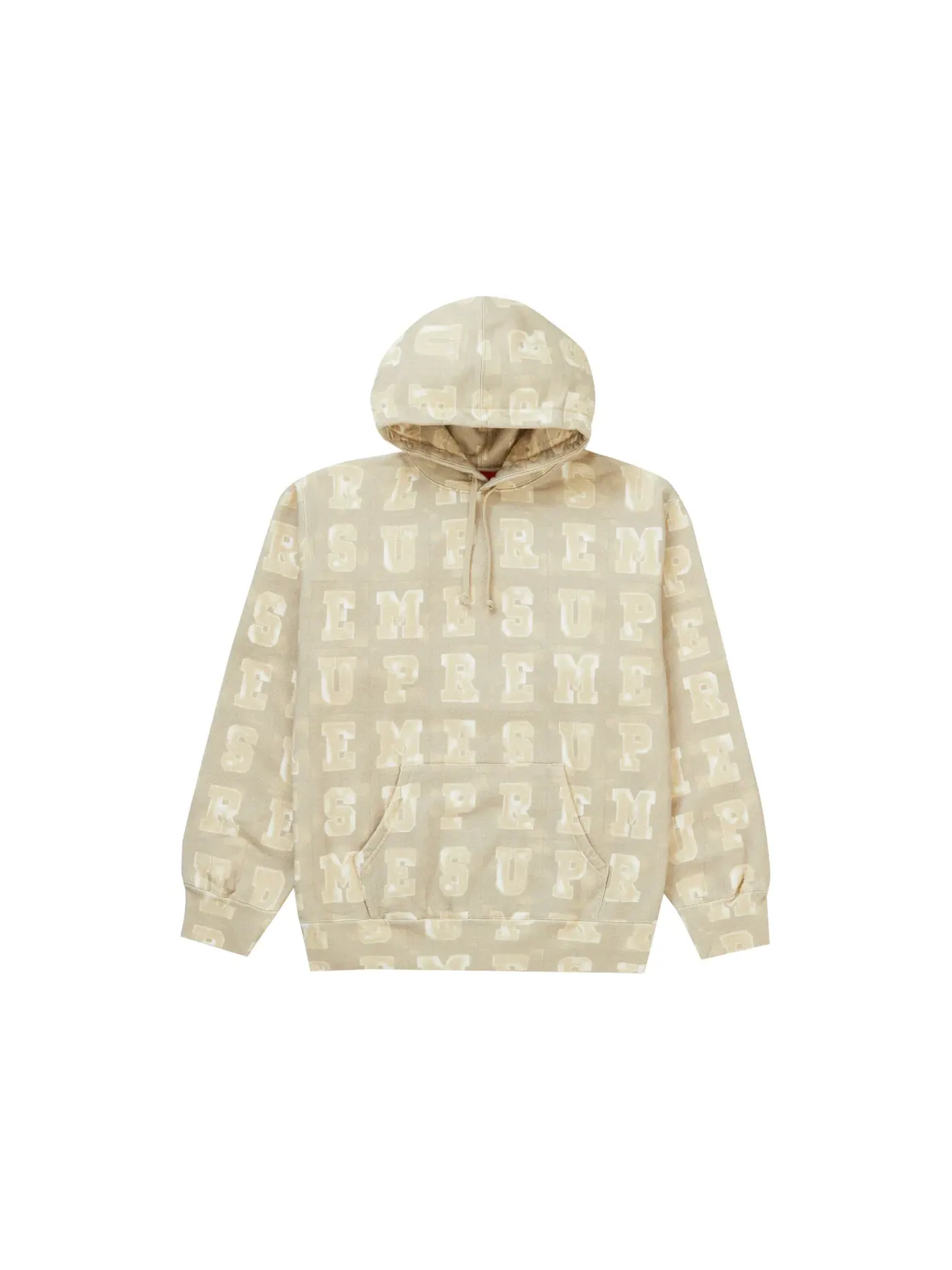 Мужская худи с принтом Supreme Hooded Sweatshirt — изображение 1 из 1, бежевый