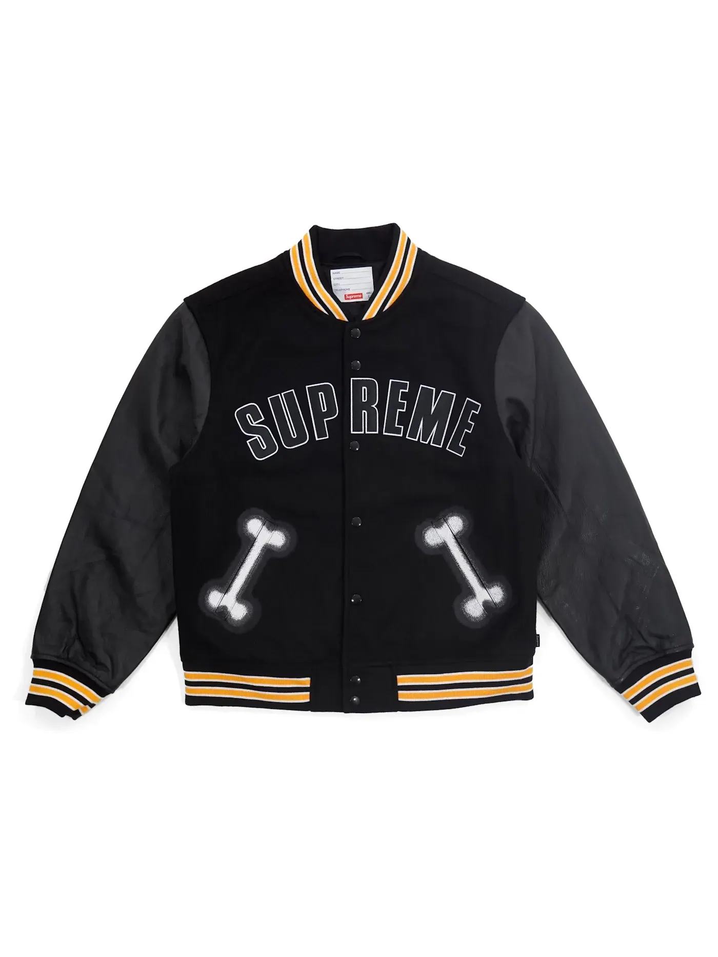 Мужская куртка-бомбер Supreme Bone Varsity Jacket — изображение 1 из 3, черный