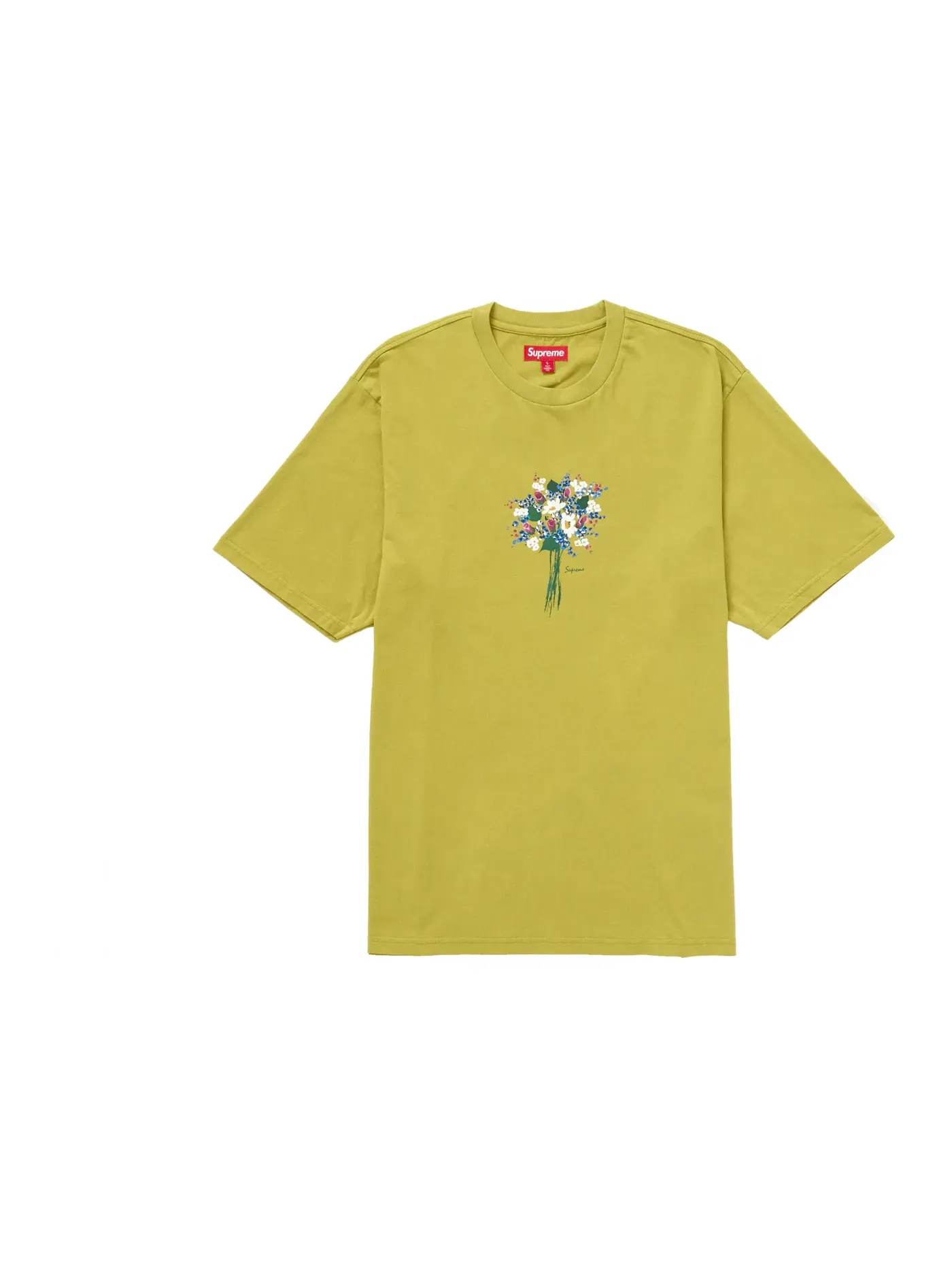 Мужская футболка с принтом Supreme Bouquet Supreme — изображение 1 из 1, лаймовый