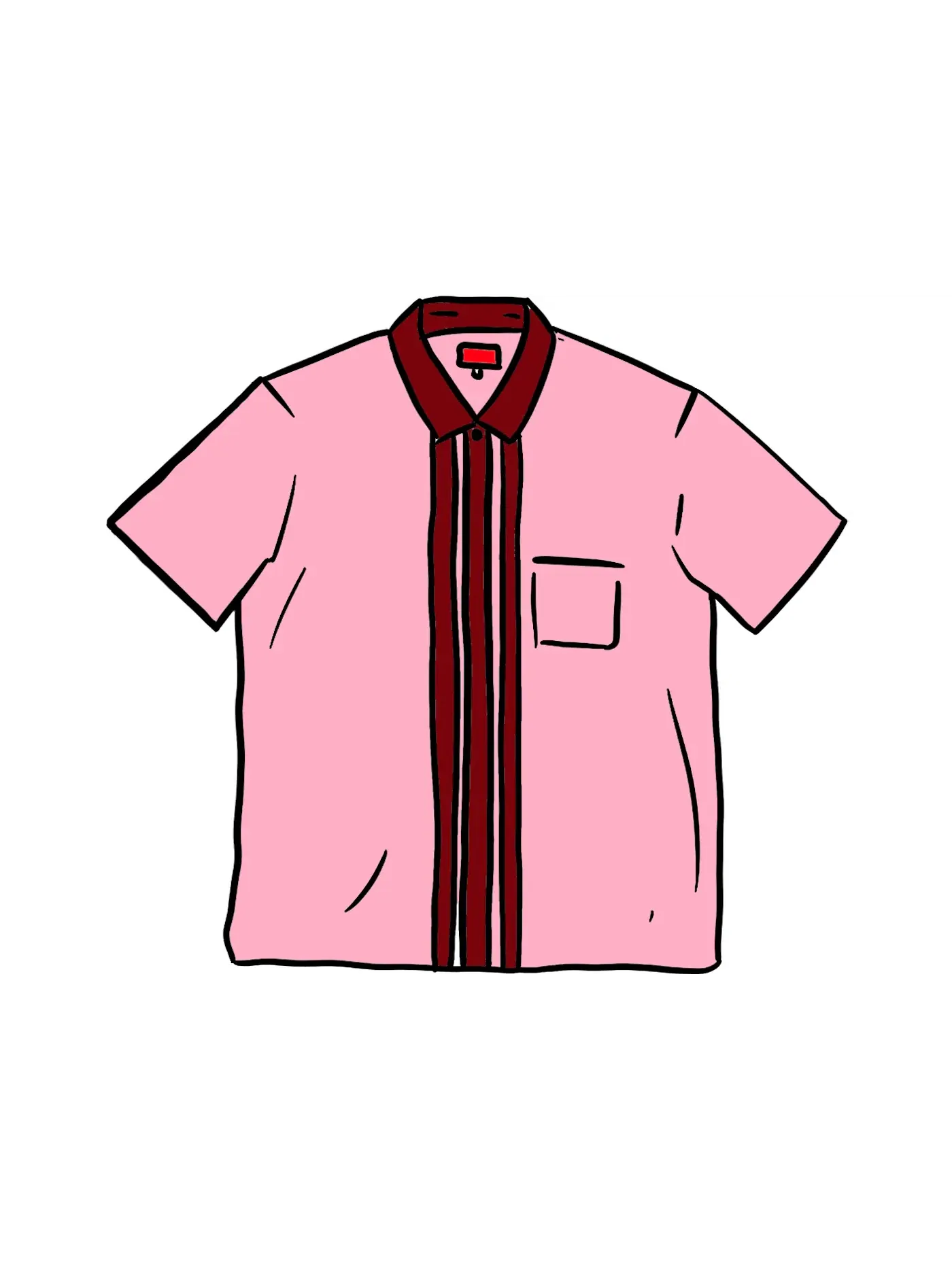 Мужская футболка с принтом Supreme Bowling Zip S/S Shirt — изображение 1 из 1, розовый