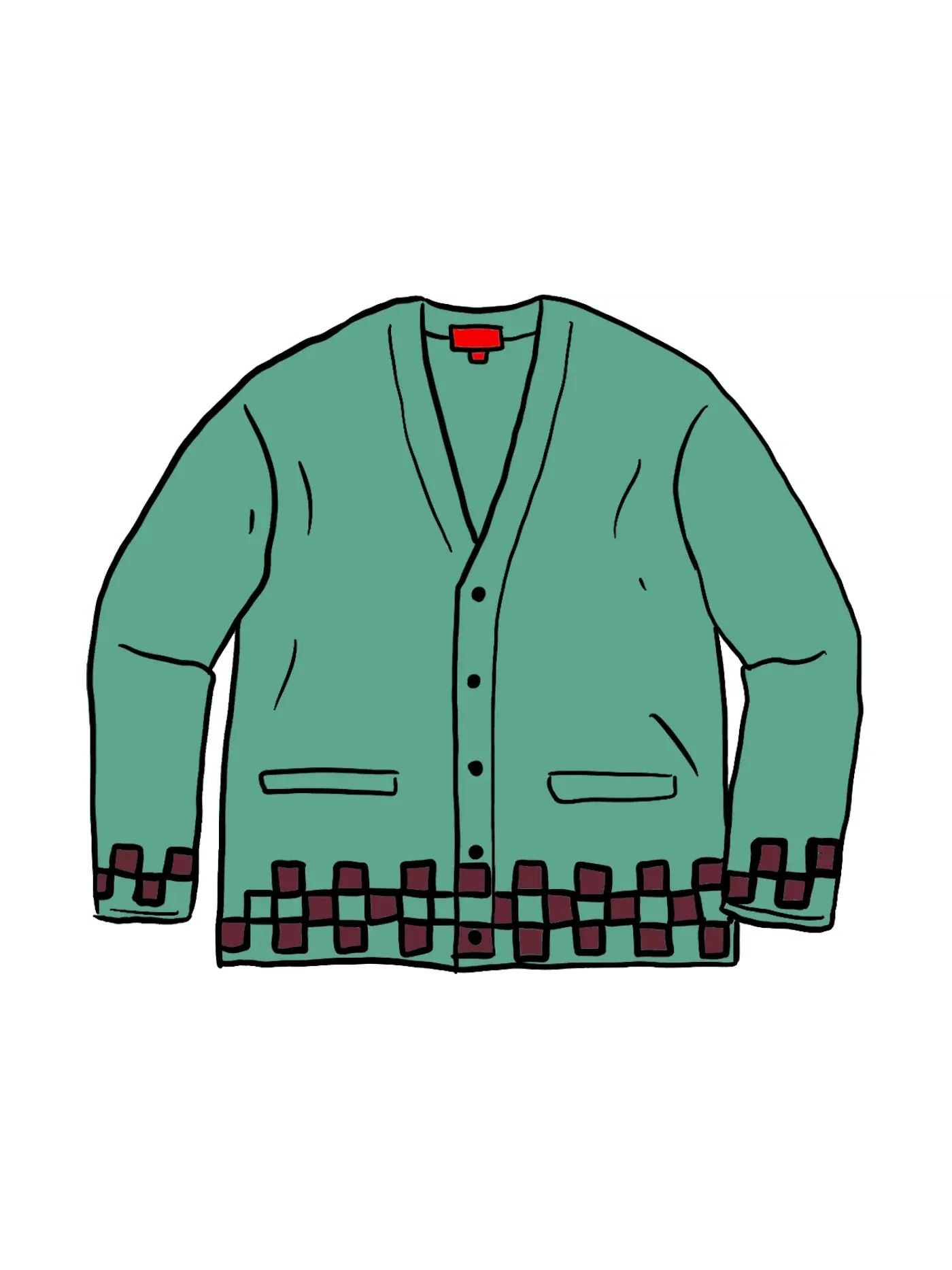 Мужской кардиган с принтом Supreme Brushed Checkerboard Cardigan Supreme — изображение 1 из 1, мята