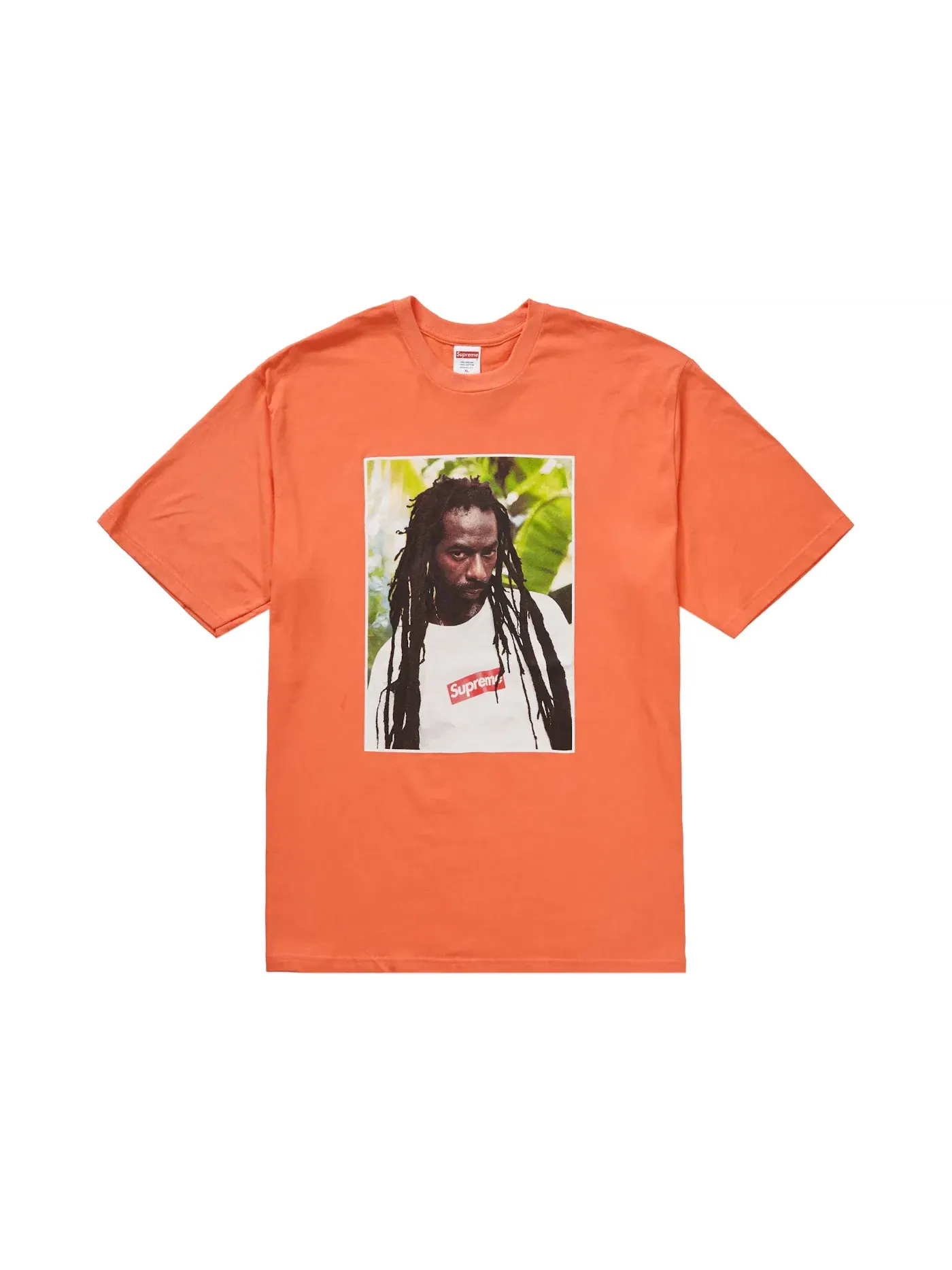 Мужская футболка с принтом Buju Banton Tee Supreme — изображение 1 из 2, неоновый оранжевый