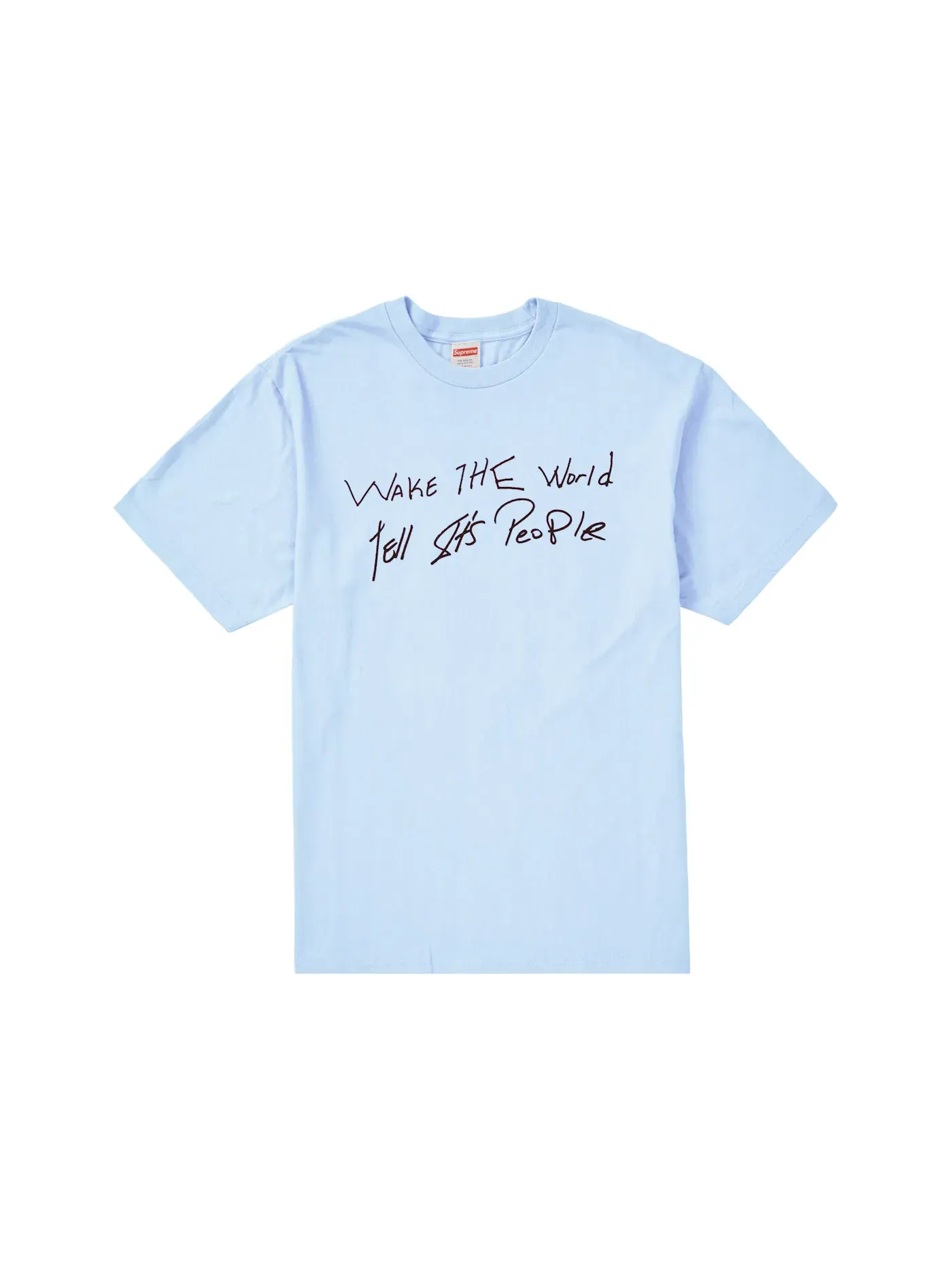 Мужская футболка с принтом Supreme Buju Banton Wake The World Tee — изображение 1 из 2, светлый синий