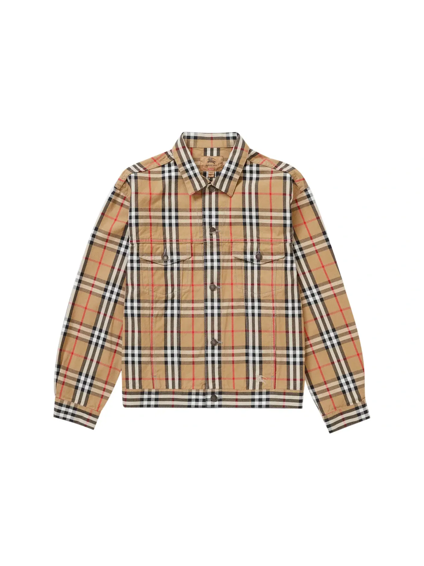Мужская джинсовая куртка-тракер с принтом Supreme Burberry Jacket Supreme — изображение 1 из 2, бежевый