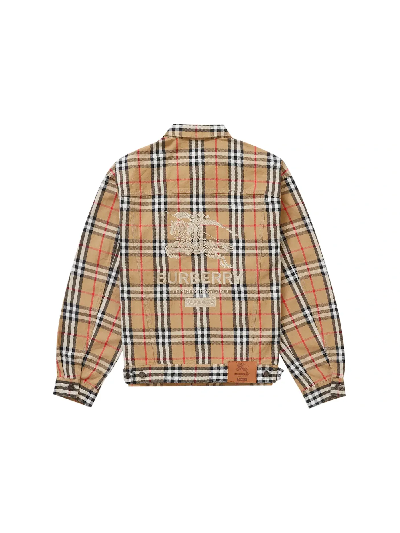 Мужская джинсовая куртка-тракер с принтом Supreme Burberry Jacket Supreme — изображение 2 из 2, бежевый