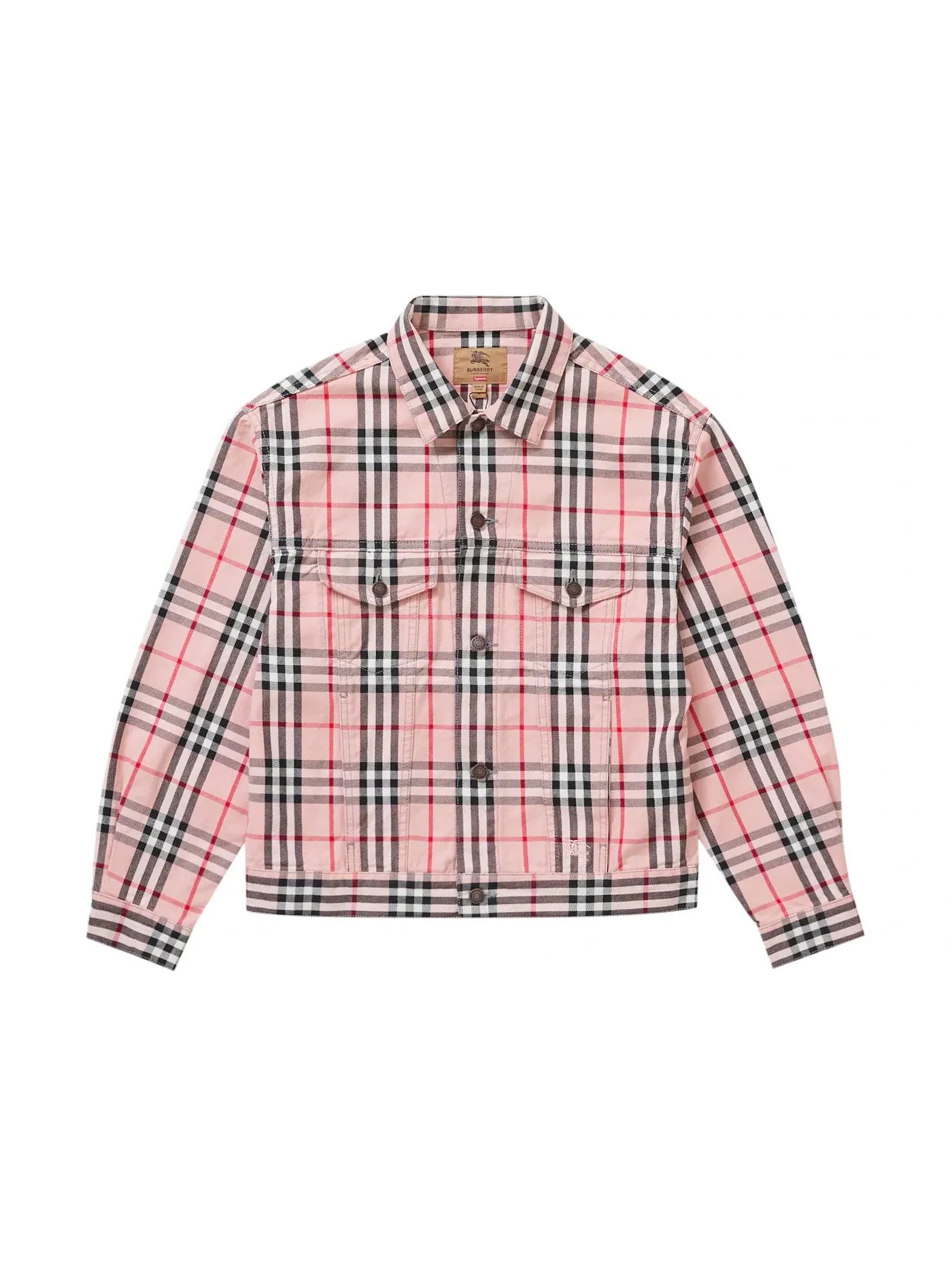 Мужская джинсовая куртка-тракер с принтом Supreme Burberry — изображение 1 из 2, розовый