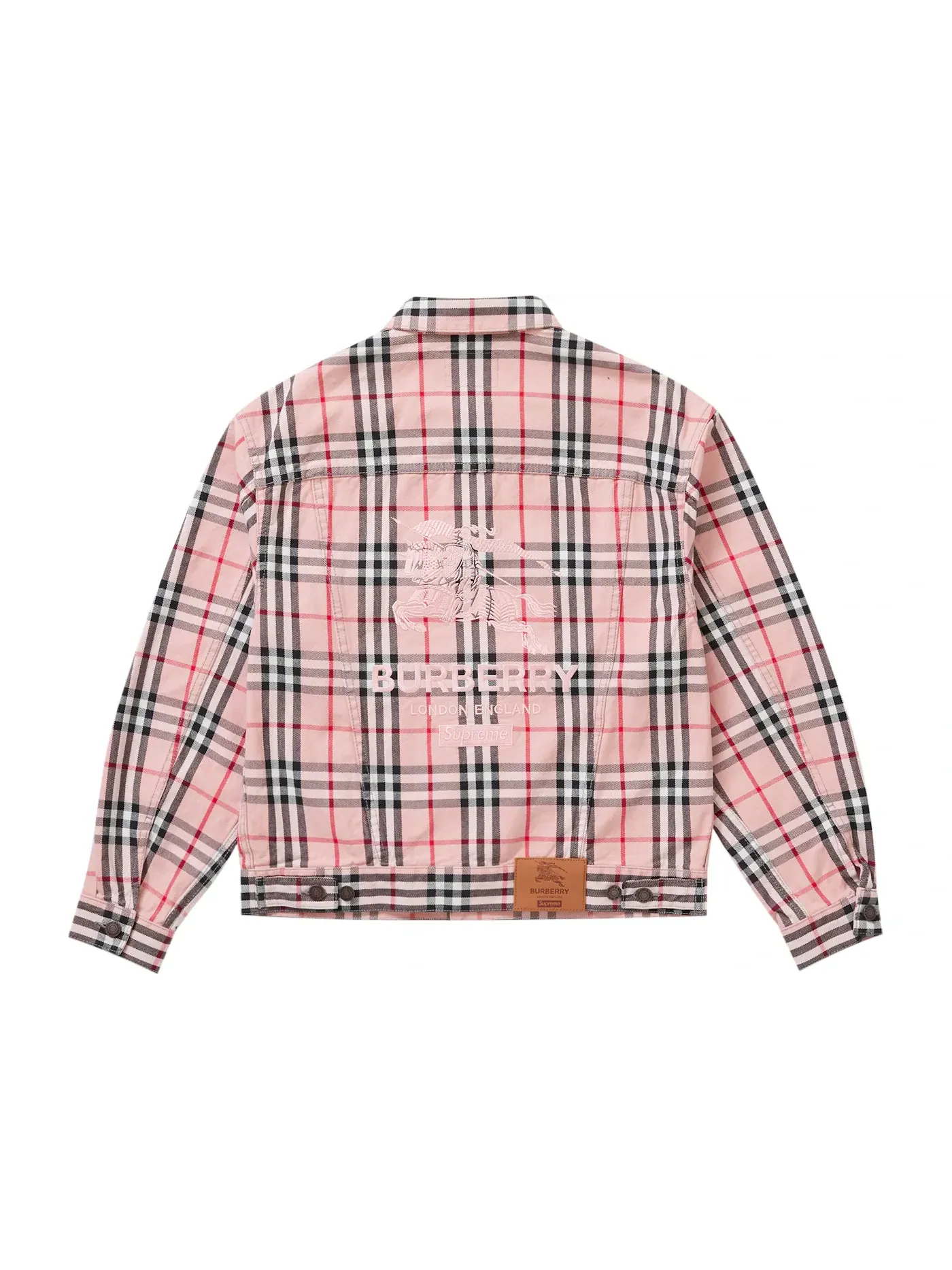 Мужская джинсовая куртка-тракер с принтом Supreme Burberry — изображение 2 из 2, розовый