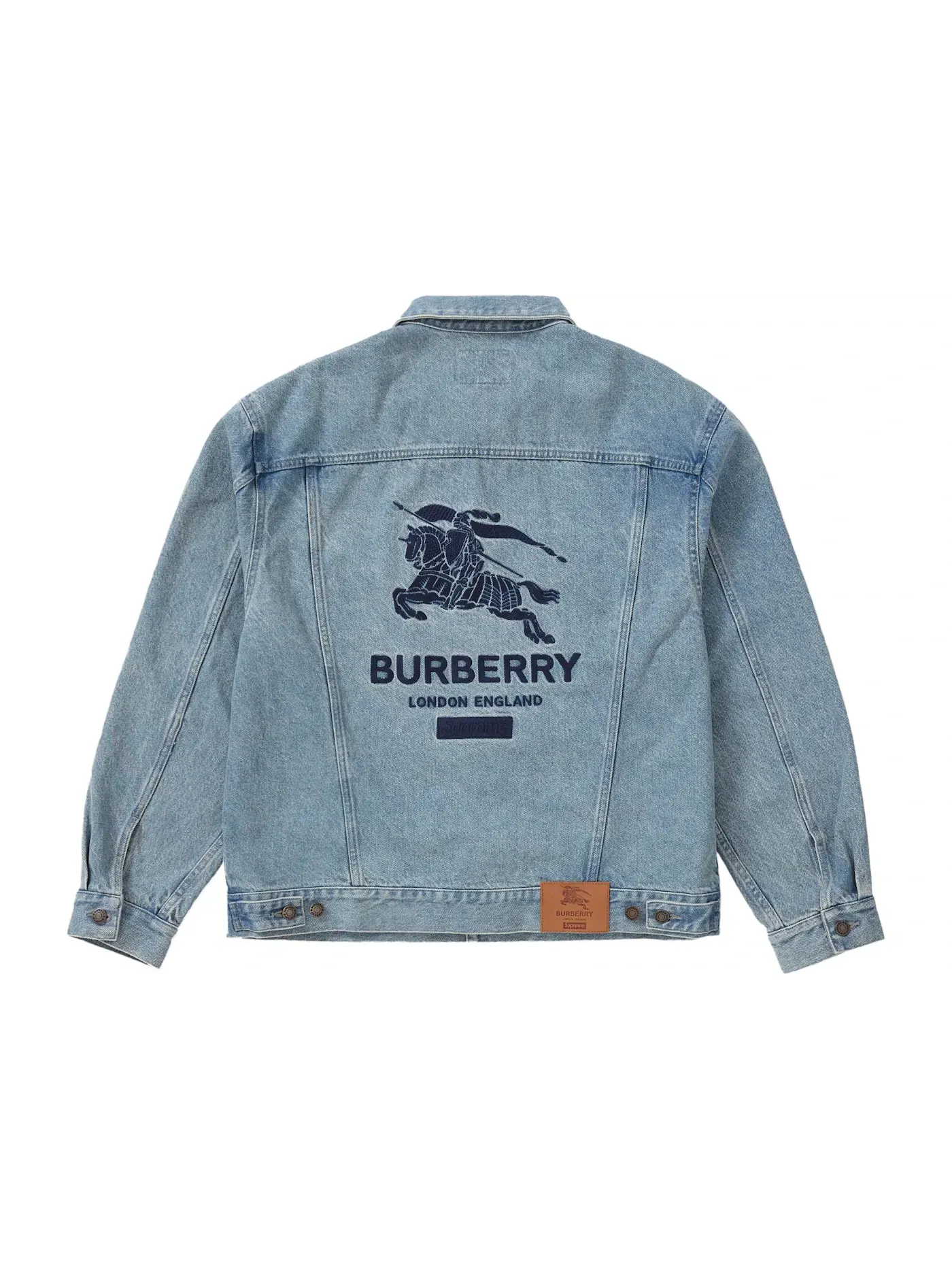 Мужская джинсовая куртка-тракер с вышивкой Supreme Burberry — изображение 2 из 2, синий