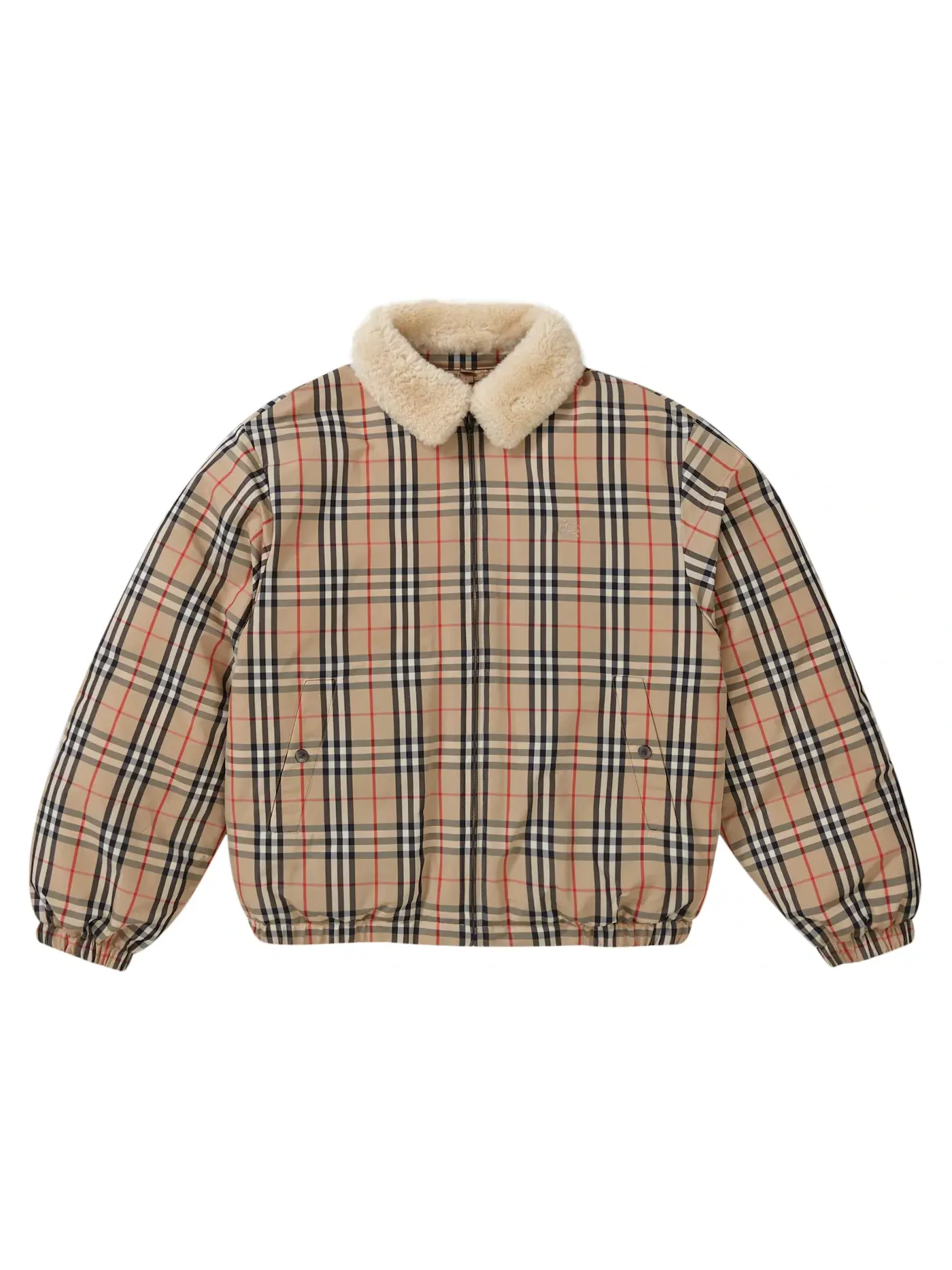 Мужская пуховая куртка с воротником из овчины Supreme Burberry — изображение 1 из 3, бежевый