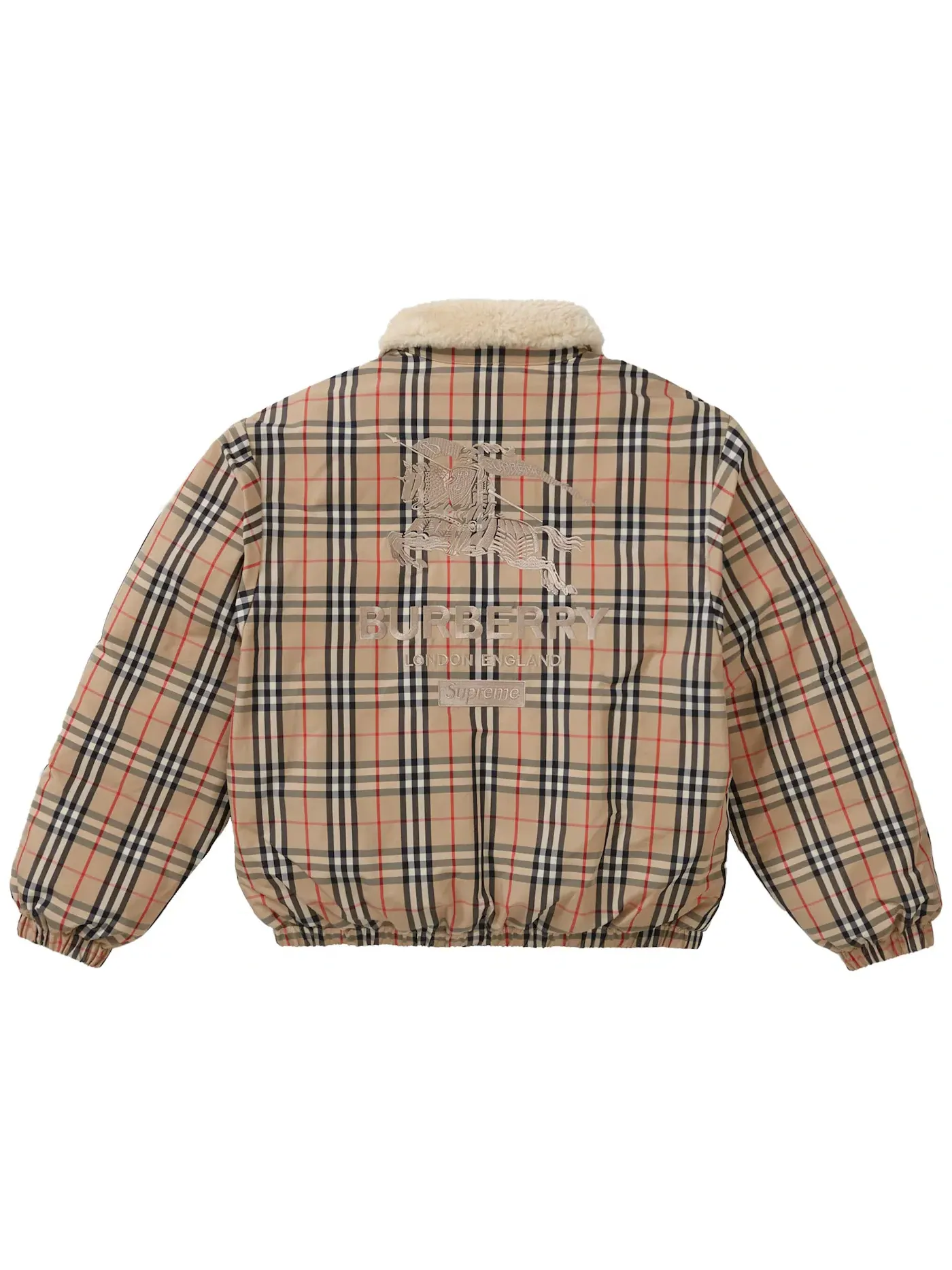 Мужская пуховая куртка с воротником из овчины Supreme Burberry — изображение 3 из 3, бежевый