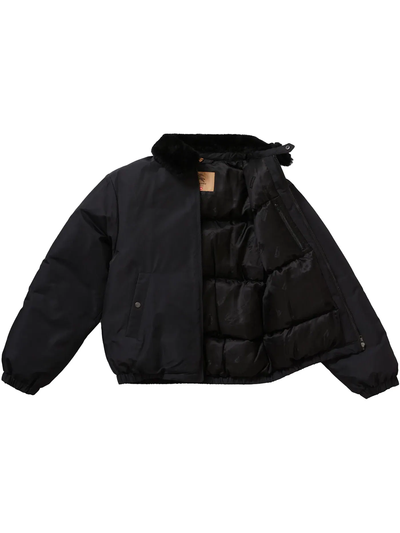 Мужская пуховая куртка с меховым воротником Supreme Burberry Jacket — изображение 2 из 3, черный