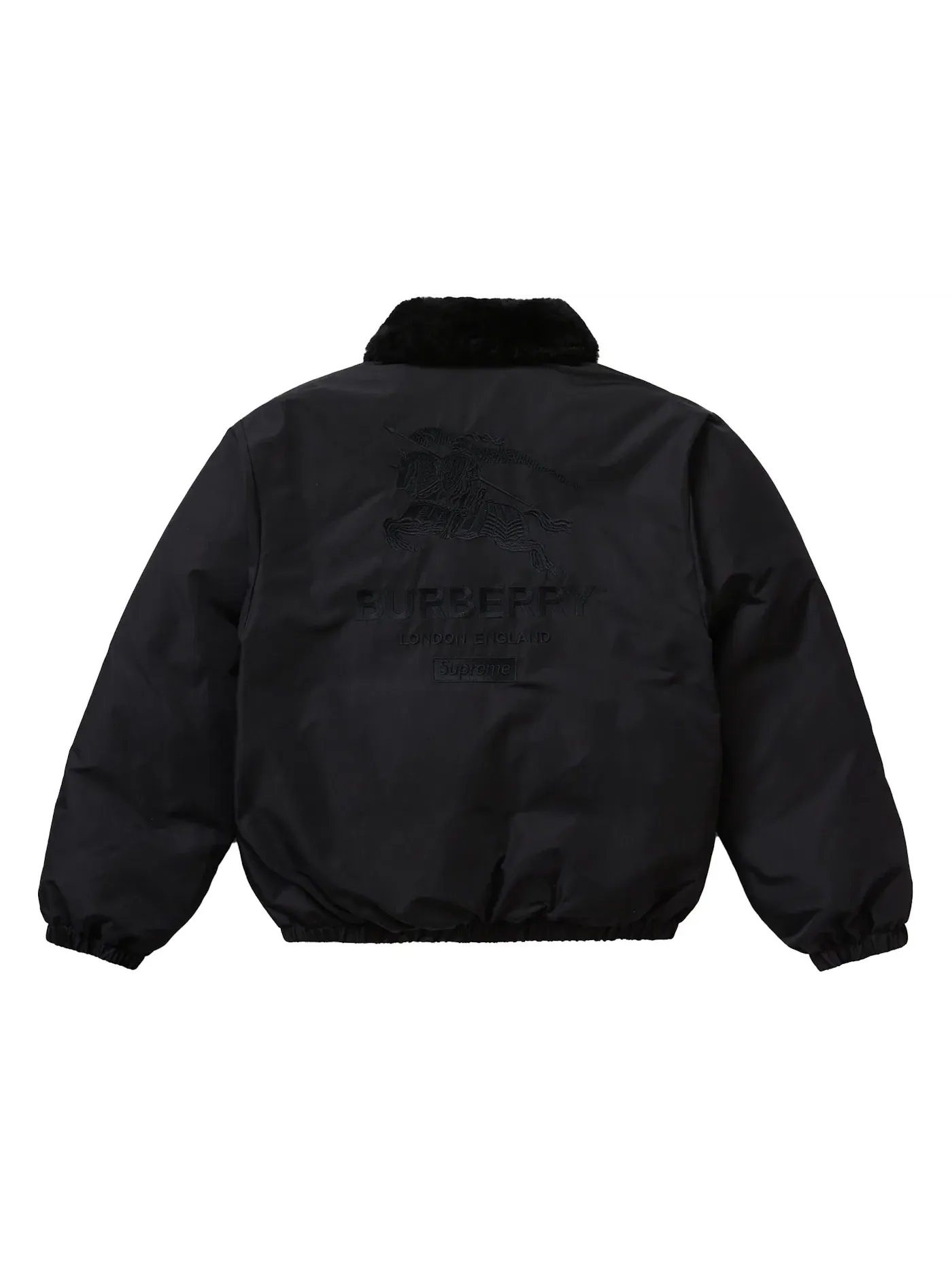 Мужская пуховая куртка с меховым воротником Supreme Burberry Jacket — изображение 3 из 3, черный