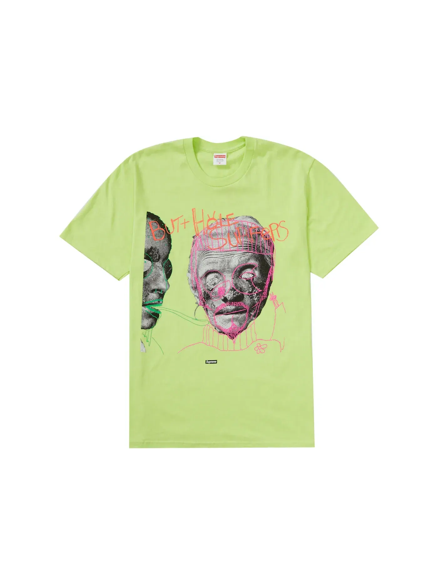 Мужская футболка с принтом Supreme Butthole Surfers Psychic Tee — изображение 1 из 1, неоновый зеленый