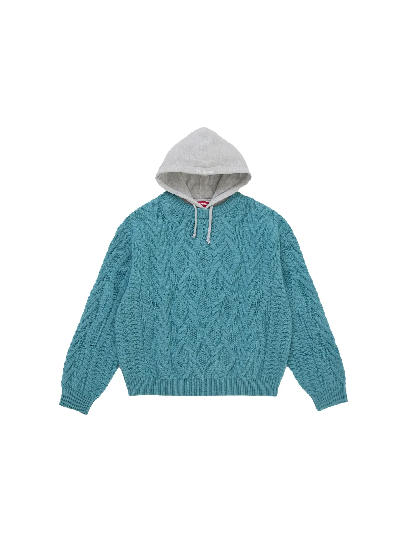 Мужской свитер с капюшоном Supreme Cable Sweater — изображение 1 из 1, бирюзовый