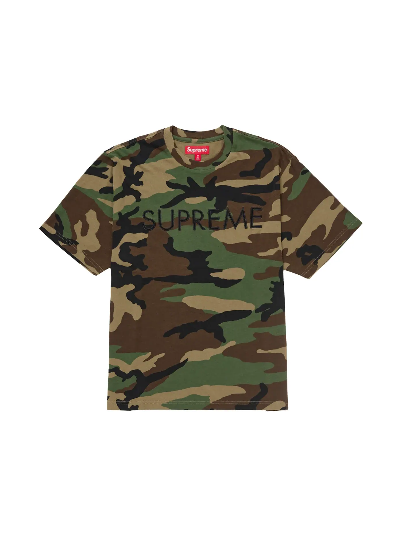 Мужская футболка с принтом Supreme Capital S/S Top, Woodland Camo — изображение 1 из 1