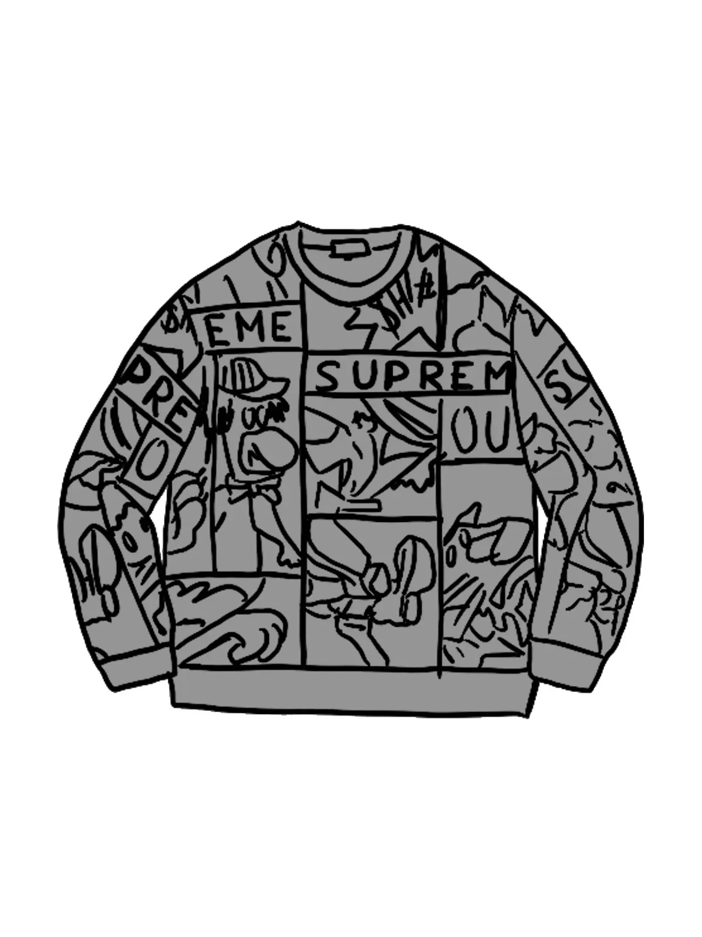 Мужской свитер с принтом Supreme — изображение 1 из 1, черный