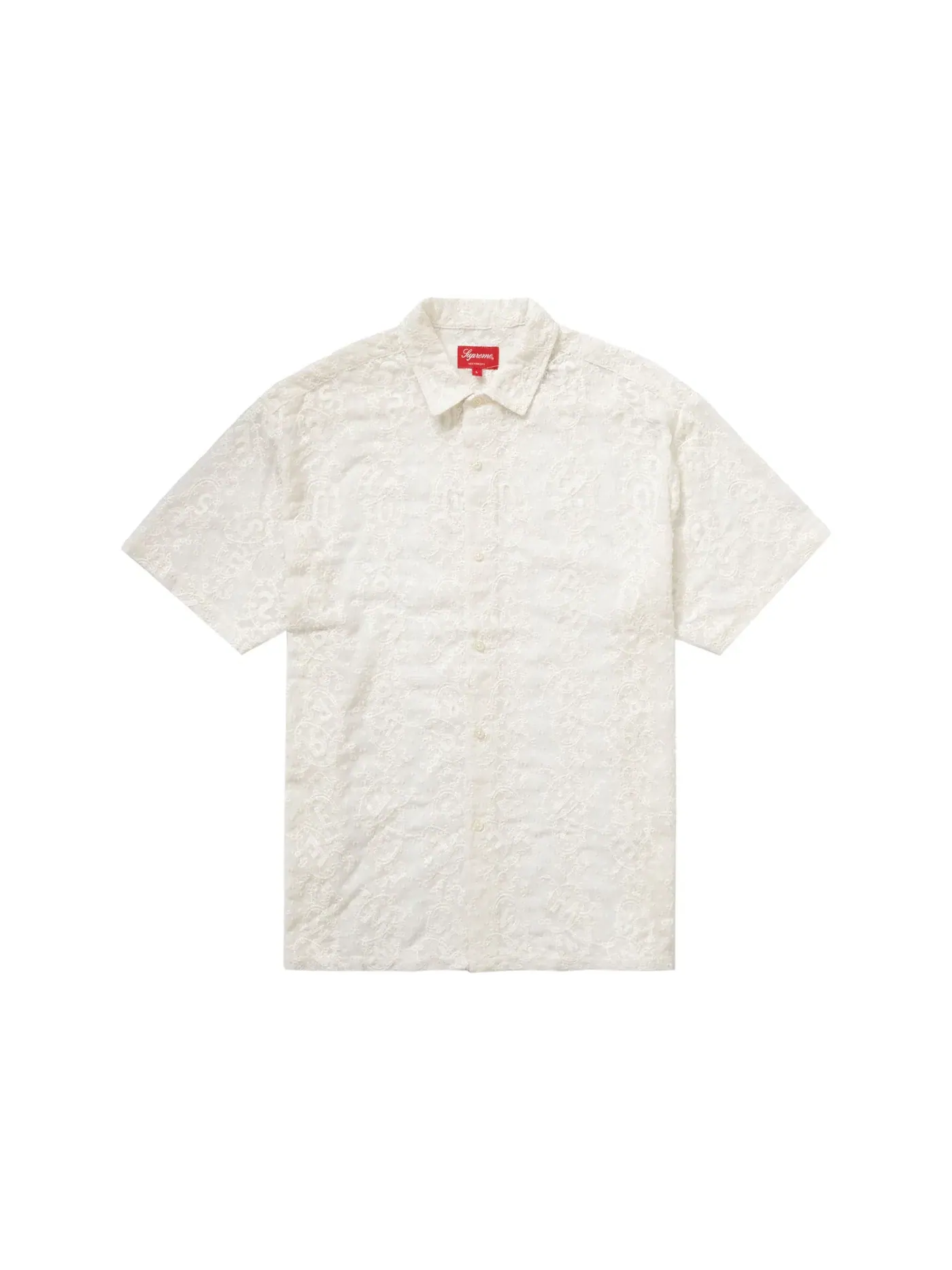 Мужская рубашка с принтом Supreme Chainstitch Chiffon S/S Shirt — изображение 1 из 1, белый