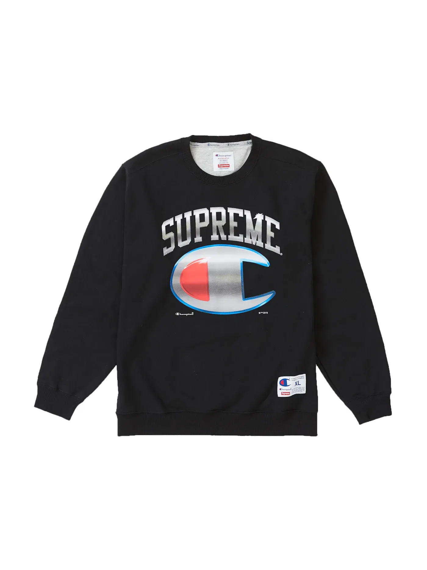 Мужской свитшот хромовый Supreme Champion Chrome Supreme — изображение 1 из 1, черный