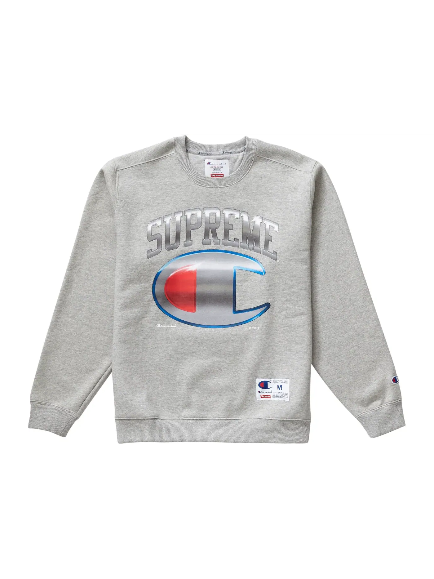 Мужской свитшот с принтом Chrome Supreme — изображение 1 из 1, серый